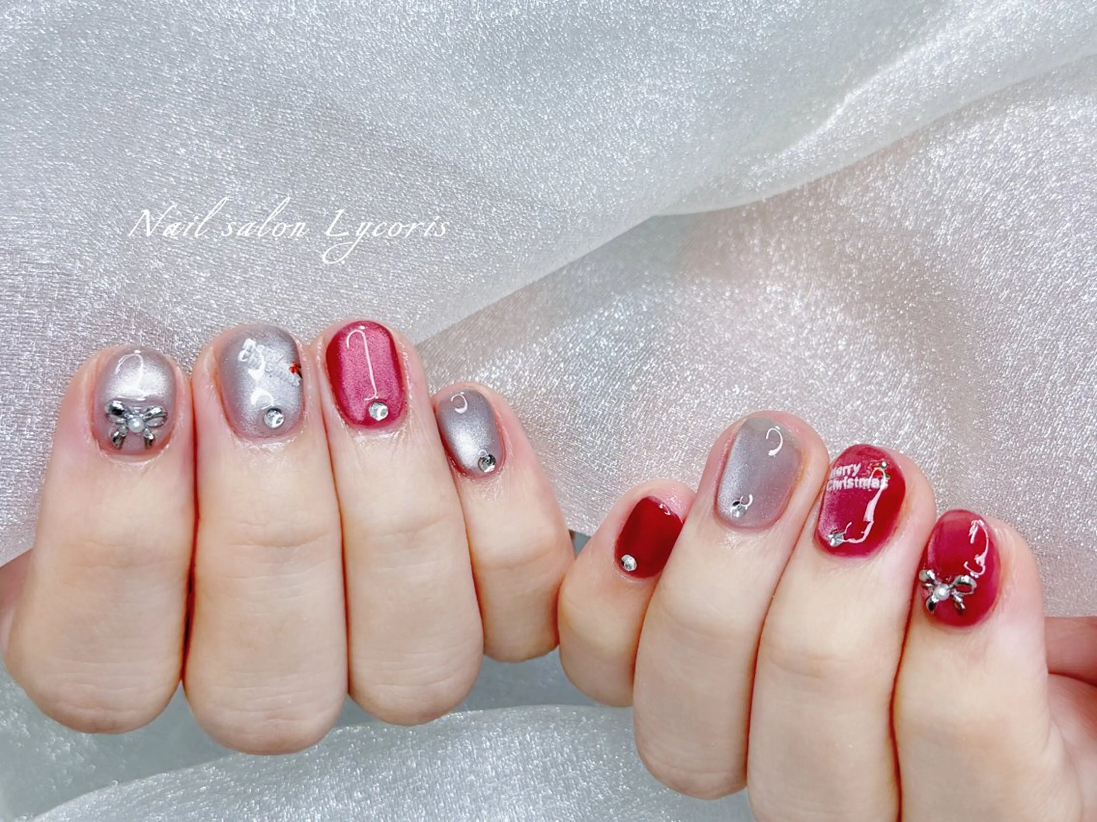 ネイル マグネットネイル 冬ネイル クリスマス ハンドネイル Nail salon Lycoris キキのネイルデザイン