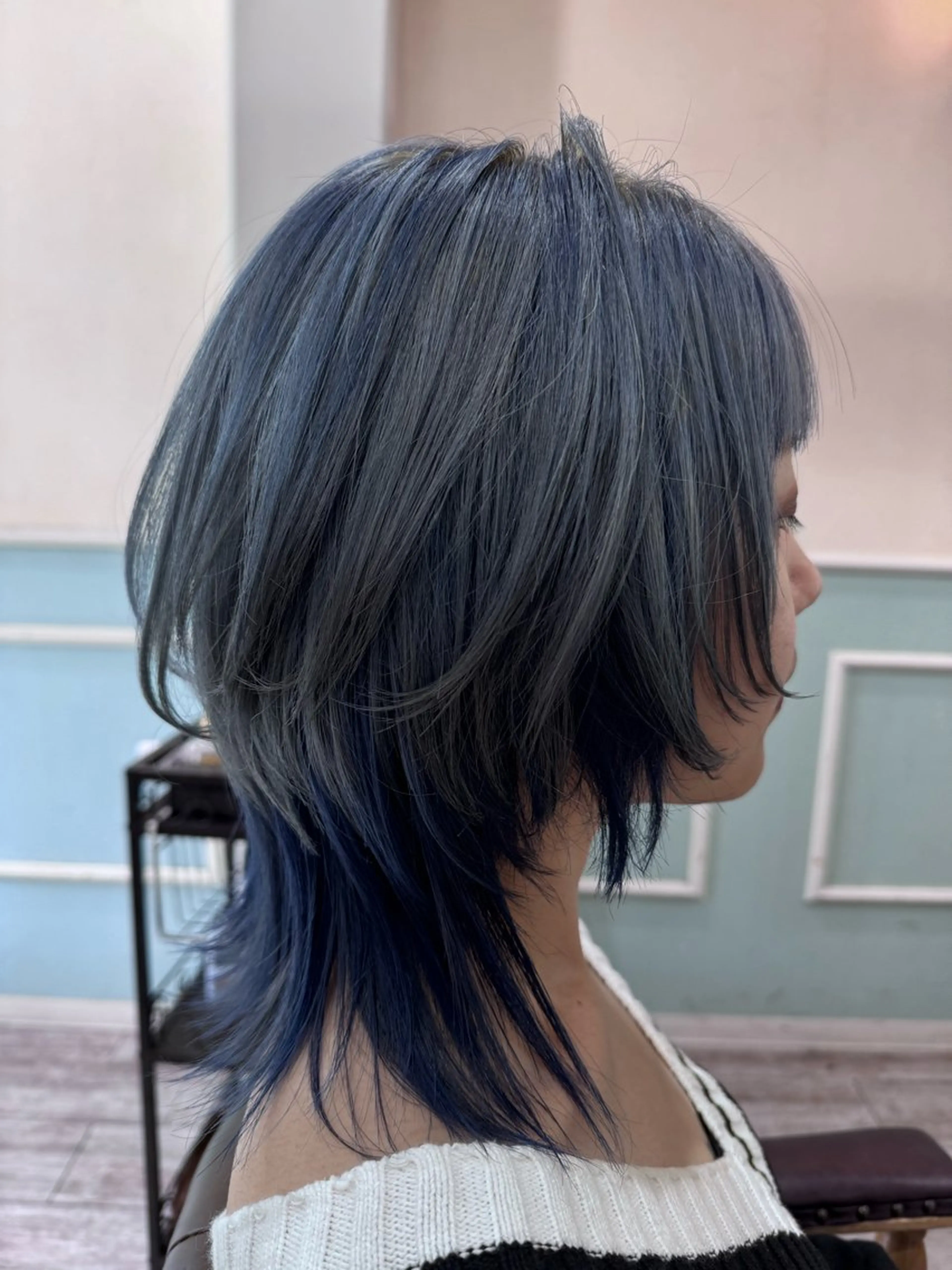 セミロング カラー ブルーカラー 髪質改善 ウルフカット カット ヘアカラー トリートメント 新越谷noble店長 松本拓也▶◀*.のヘアスタイル