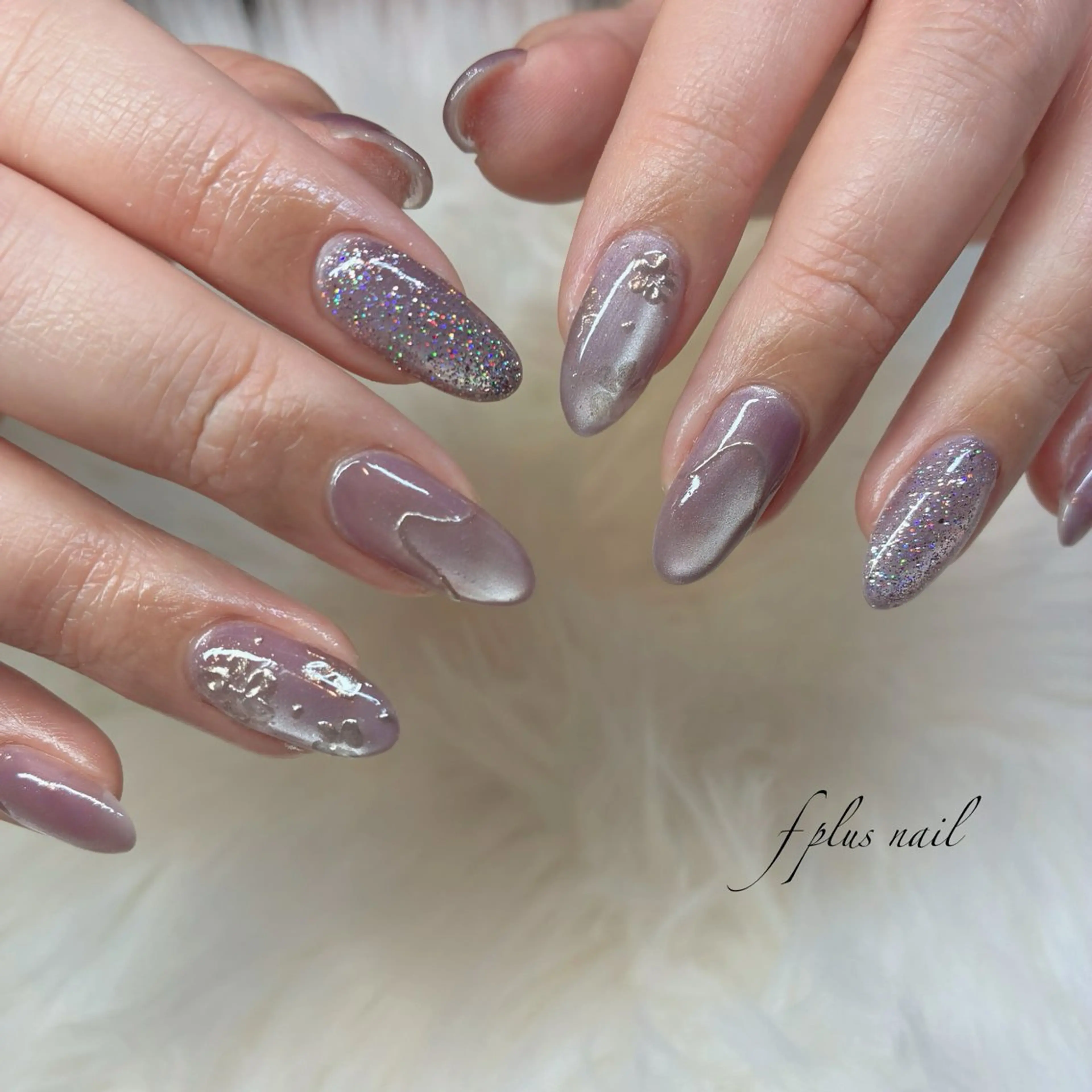 ネイル マグネットネイル パープル ハンドネイル kanako nail🌷のネイルデザイン