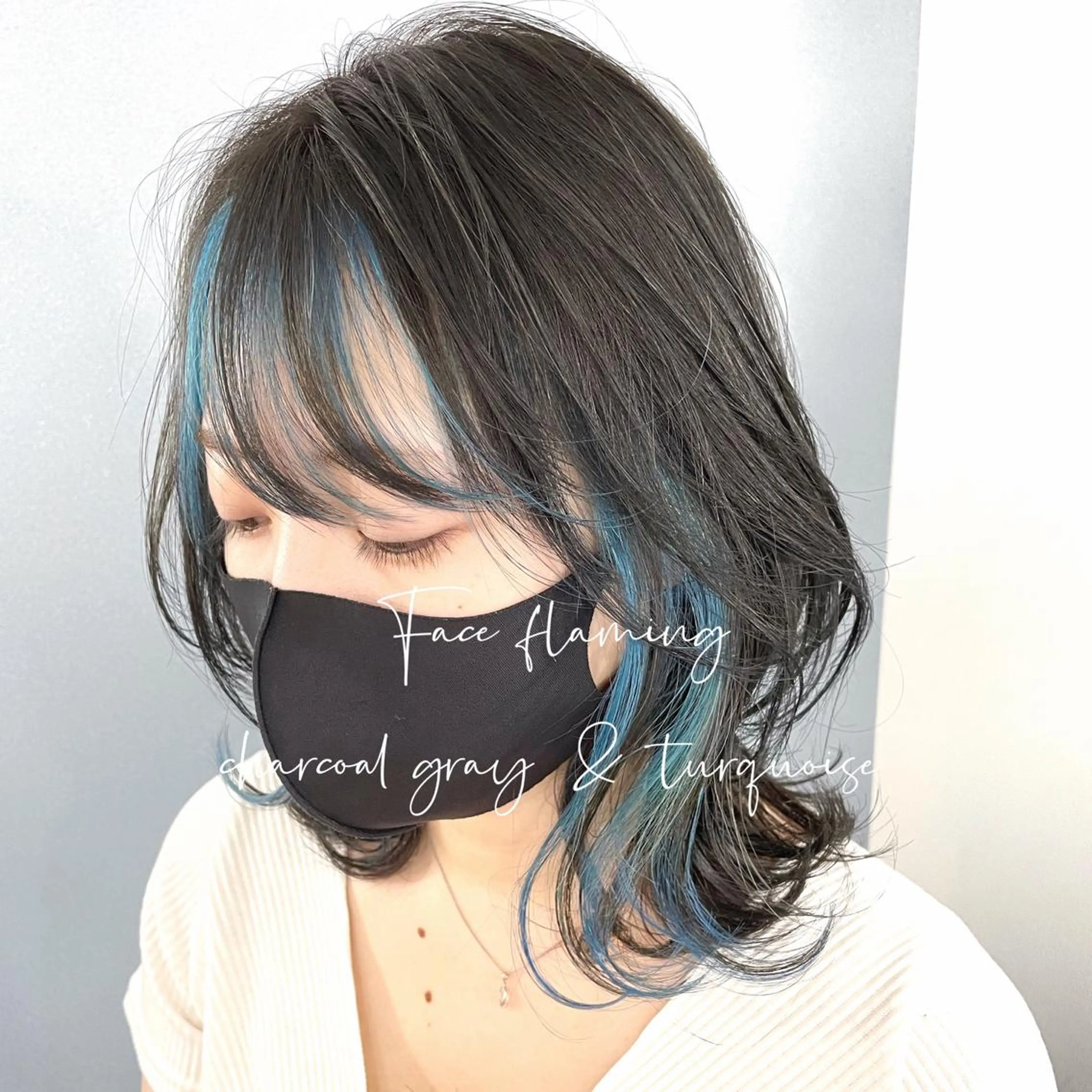 ミディアム カラー ミストバング ブルーカラー  フェイスフレーミング ヘアカラー トリートメント 【 DIPTH 】 代表コウキ🥇のヘアスタイル
