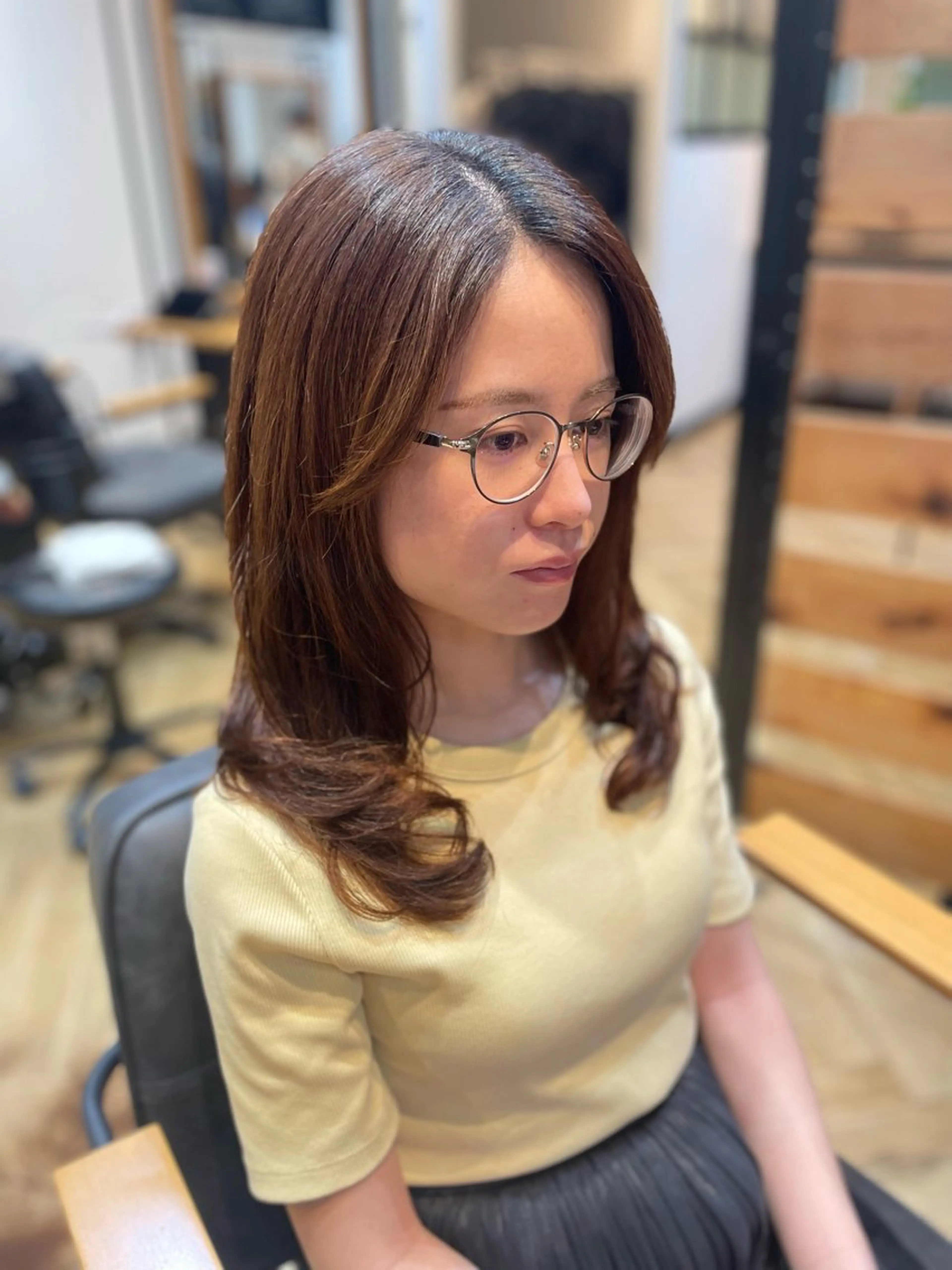 セミロング セミロングパーマ カット 望恵🌸 韓国🇰🇷スタイルのヘアスタイル