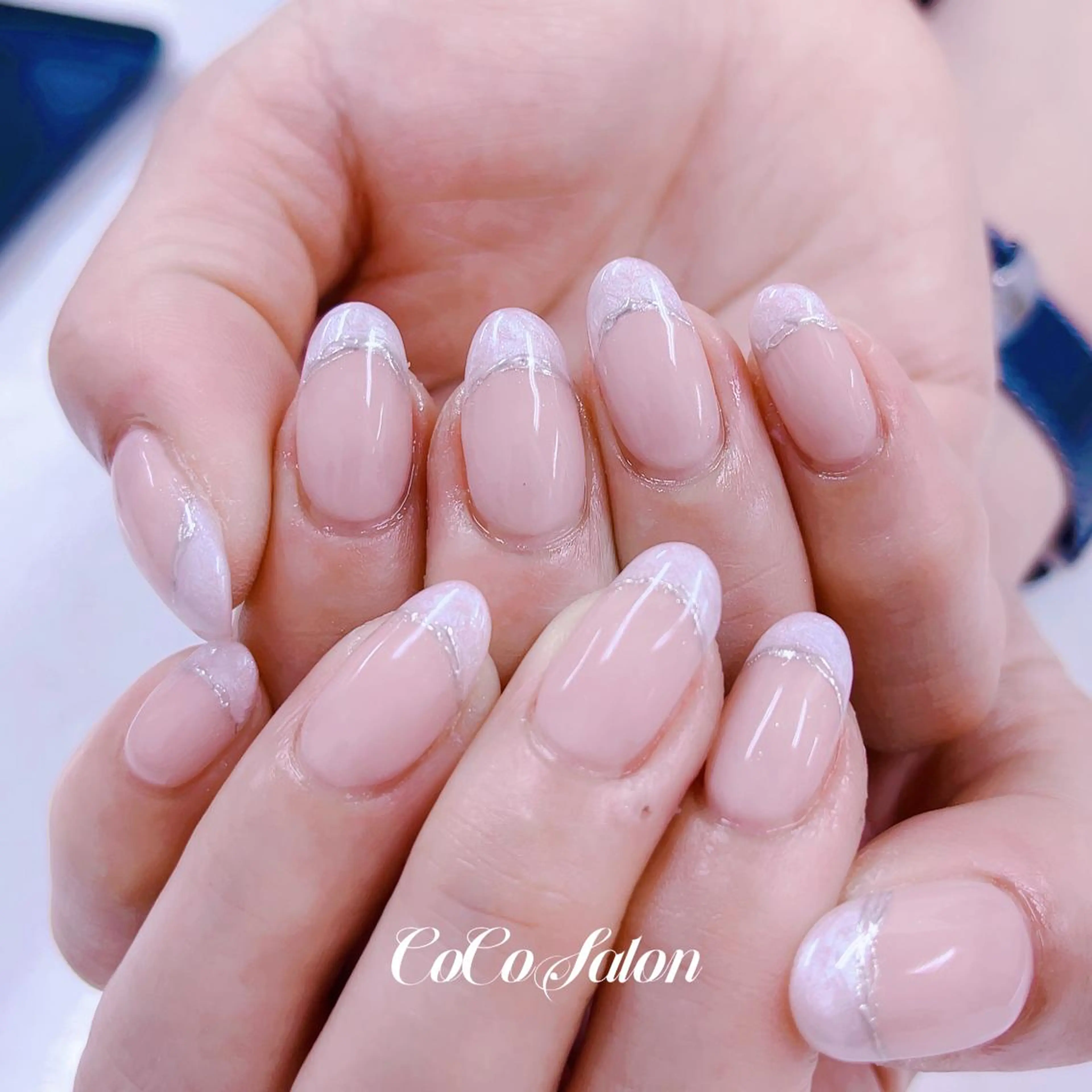 ネイル 長さ出し フレンチネイル ジェルネイル キラキラネイル 韓国ネイル ハンドネイル CoCoSalon ネイル/まつ毛予約のネイルデザイン