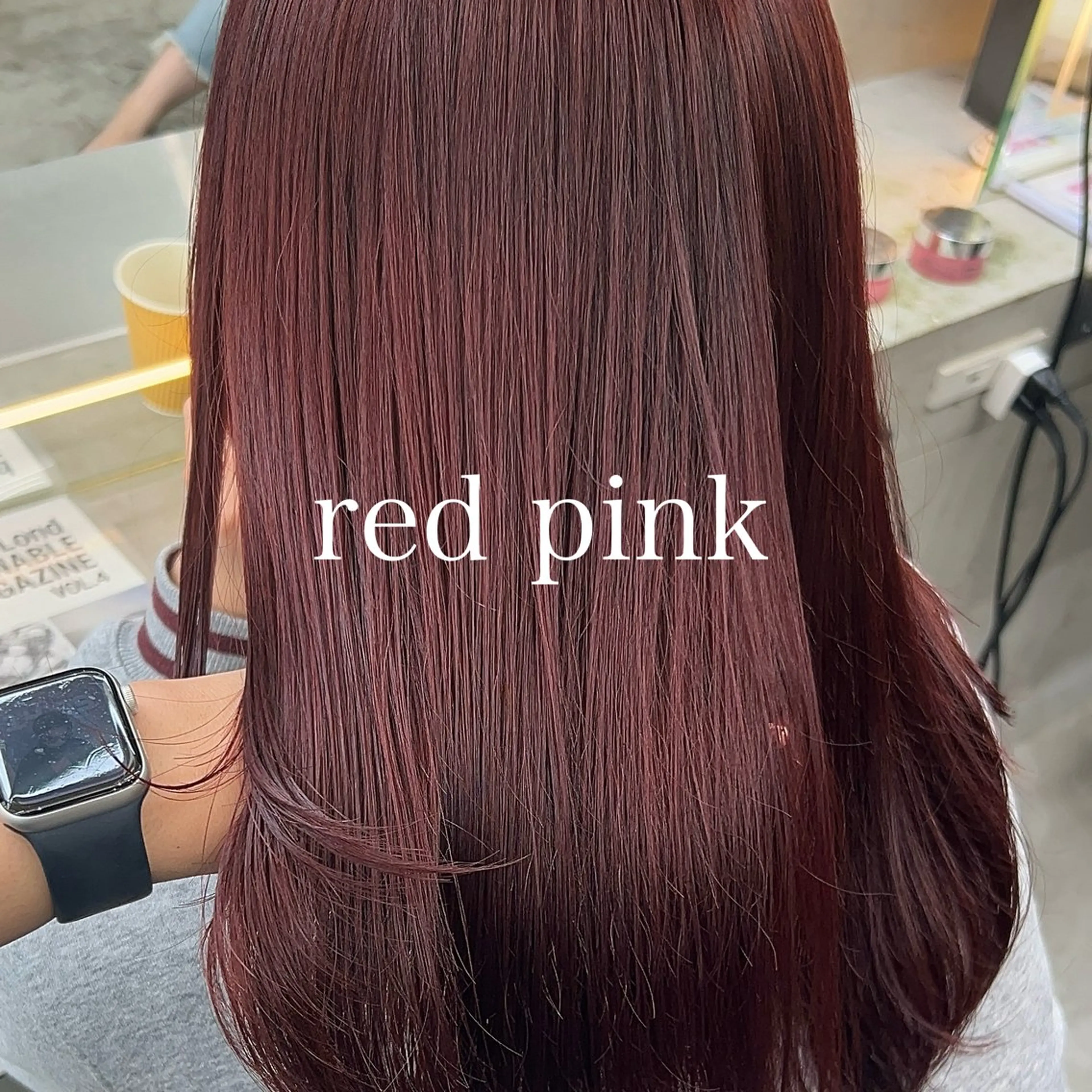 セミロング カラー ブリーチ ダブルカラー ブリーチなしカラー ピンクカラー レッドカラー ヘアカラー トリートメント ボブ/くびれボブ/ 髪質改善/Ru-kaのヘアスタイル