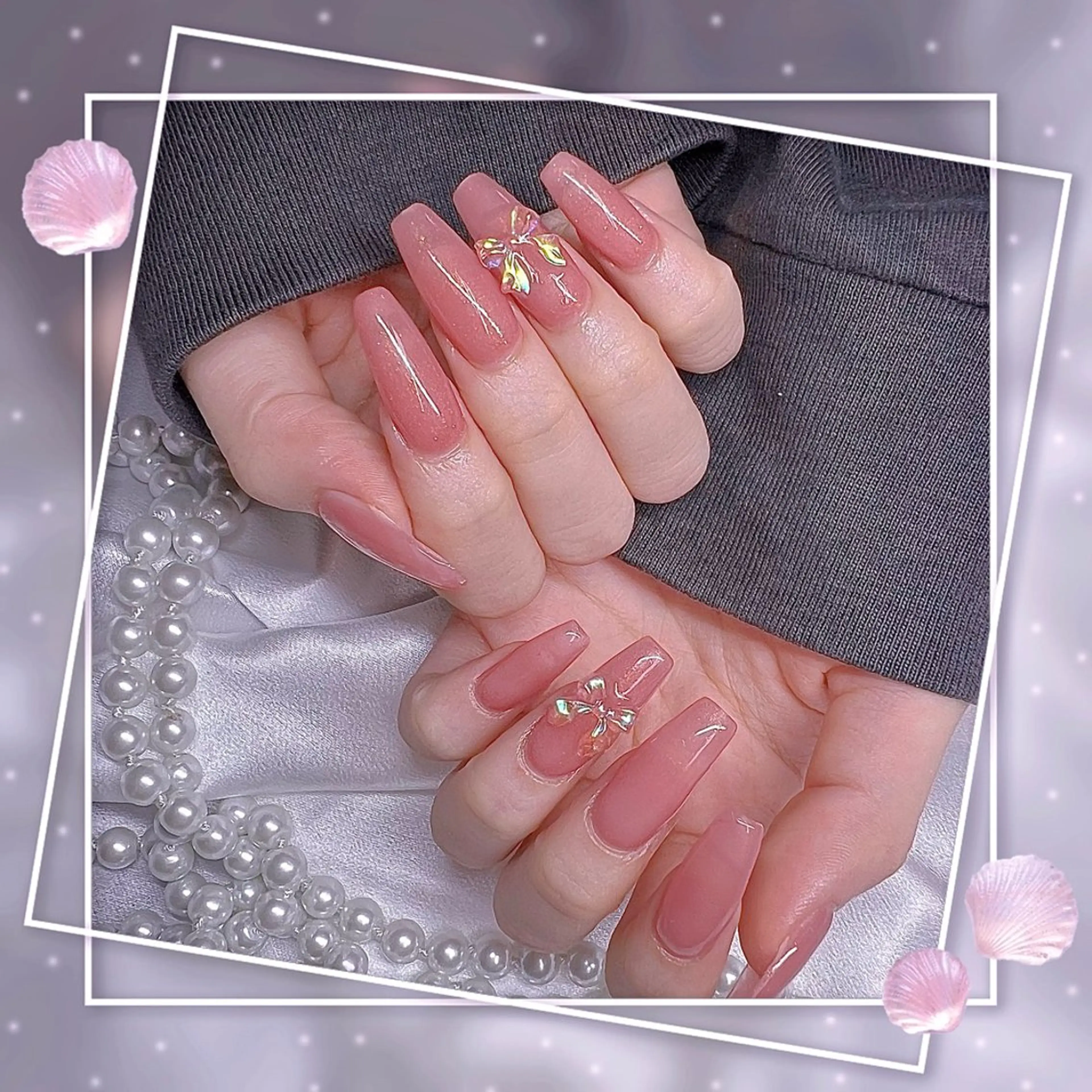 ネイル フレンチネイル グラデーション キラキラネイル 韓国ネイル マグネットネイル ハンドネイル Chill Nailsalonのネイルデザイン