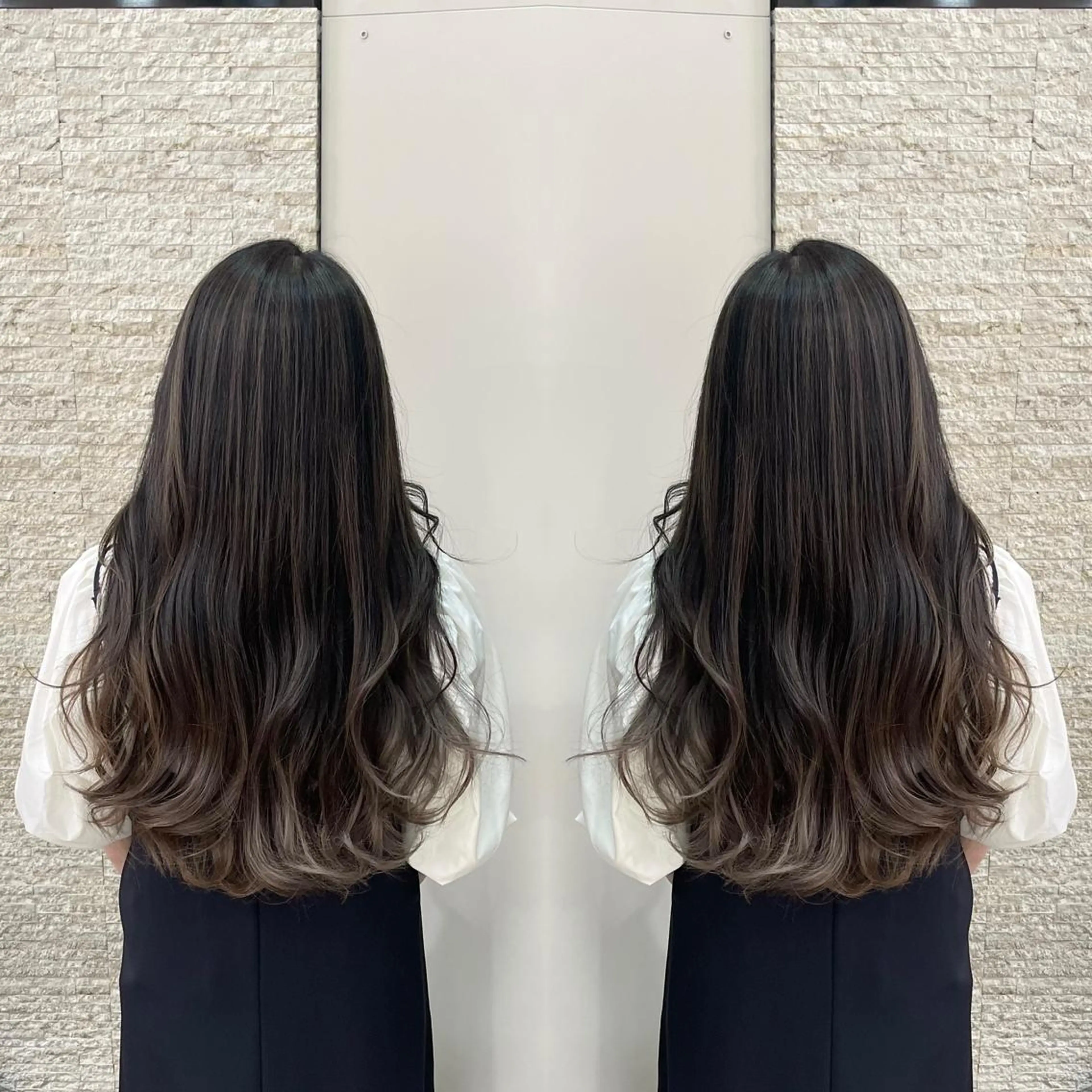 ロング カット ヘアカラー トリートメント Y Uのヘアスタイル