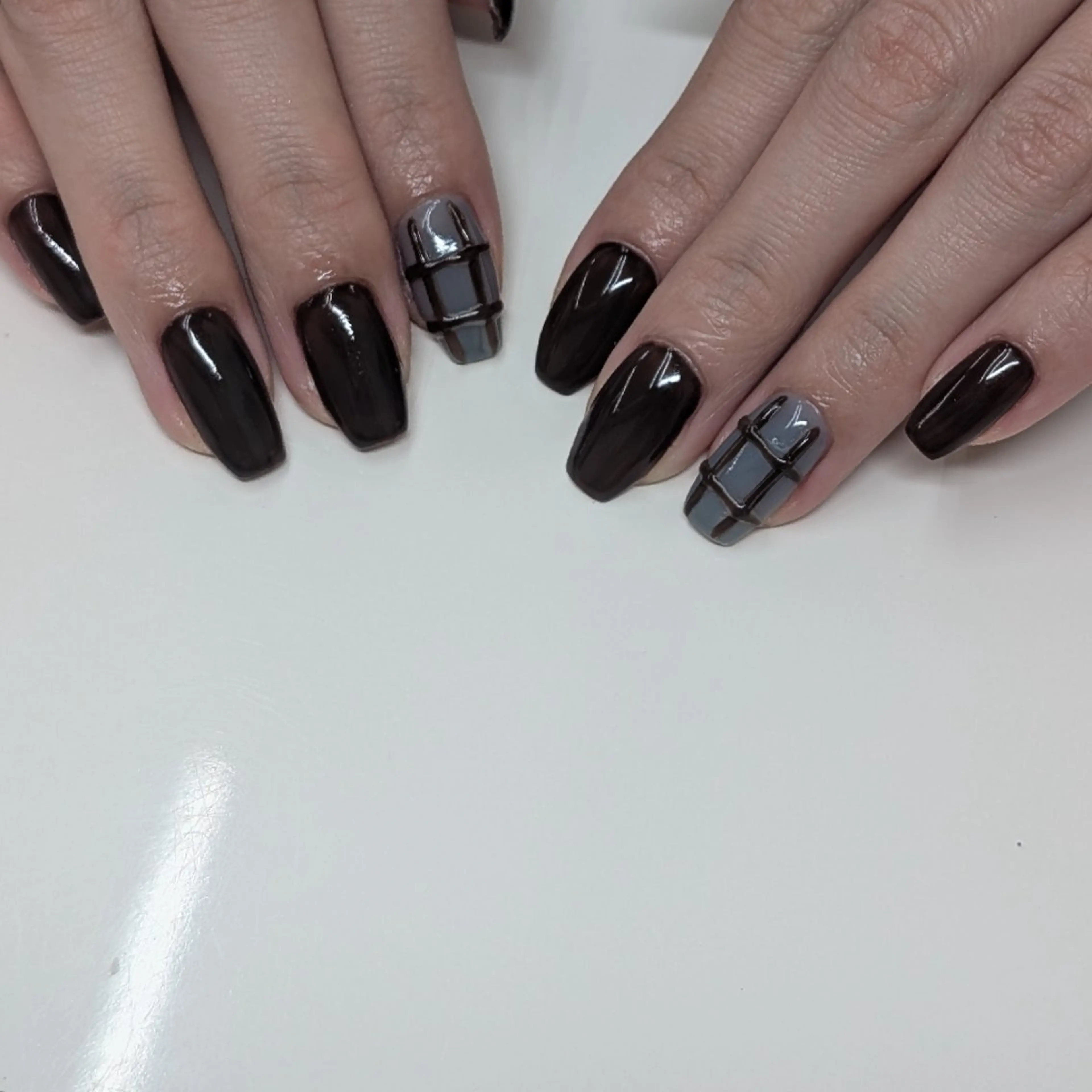 ネイル ブルー ブラウン ハンドネイル ᑎᗩIᒪ｜ᗰIᗰI｜ _५✍️Satou.のネイルデザイン