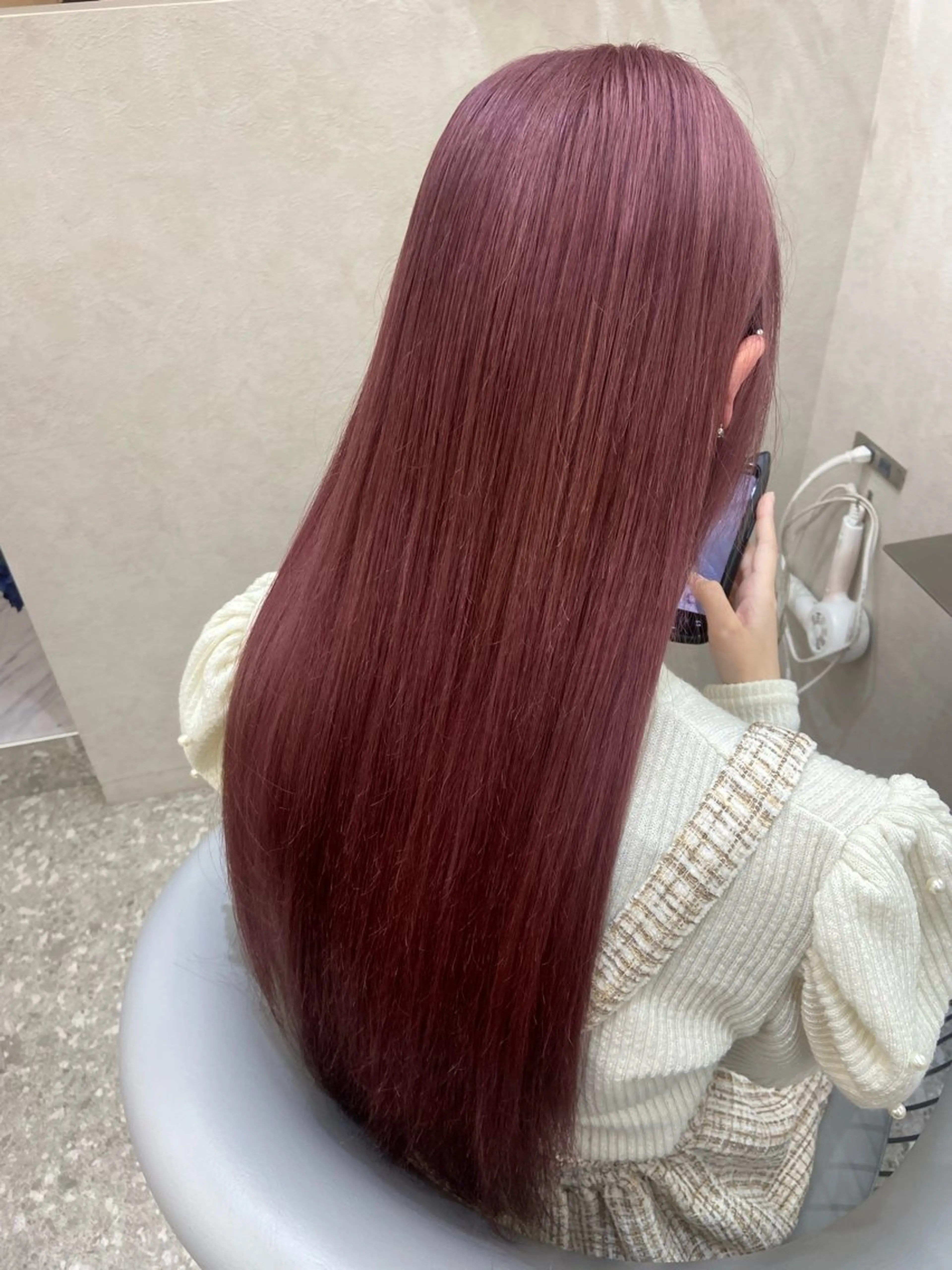 ロング カラー ブリーチ ケアブリーチ ダブルカラー ラベンダーカラー ラベンダーピンク カット ヘアカラー トリートメント 新宿/韓国ヘア 中明度カラー/かやのヘアスタイル