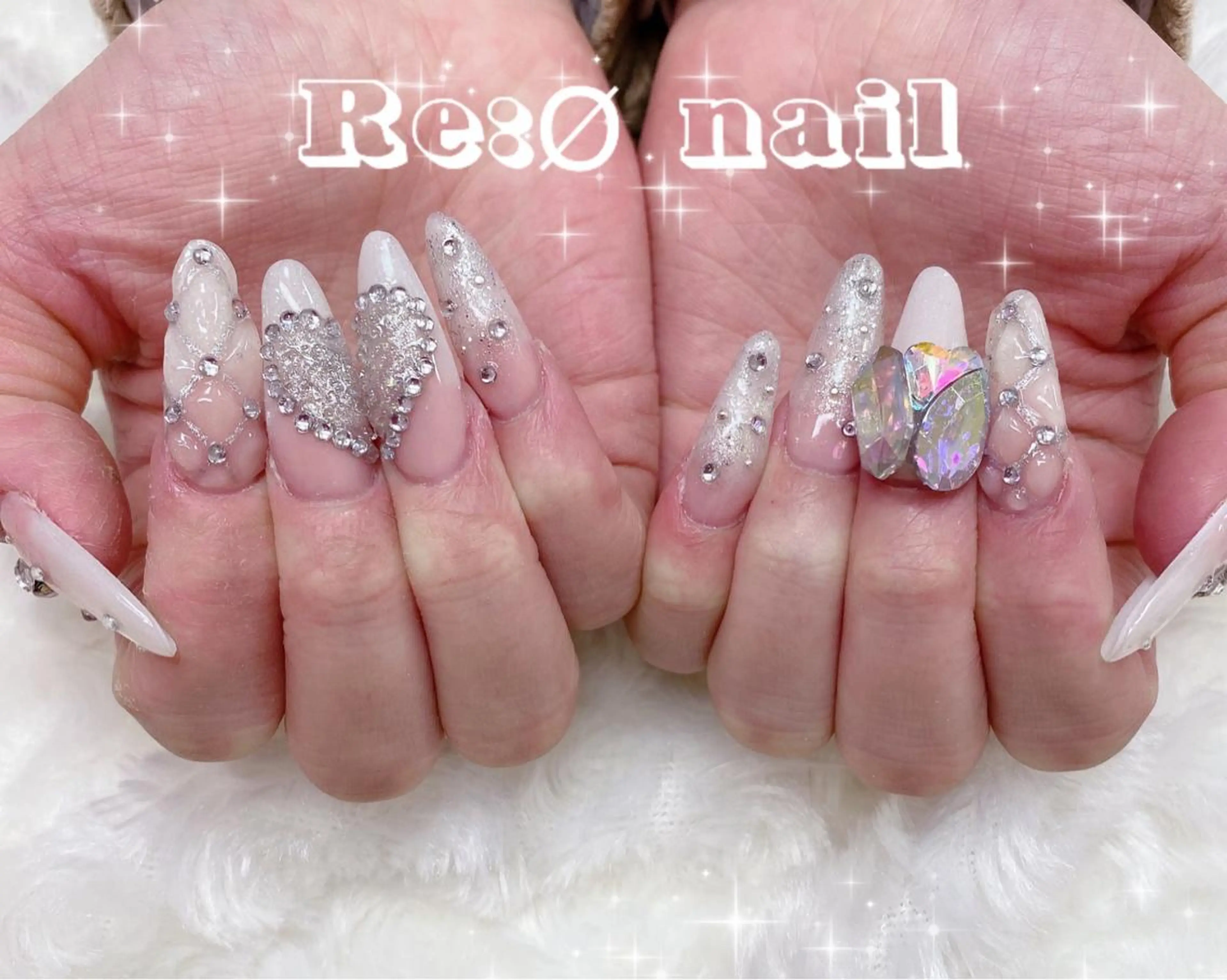 ネイル ハート ハンドネイル Re:Ø nail 🩵TSUJIのネイルデザイン