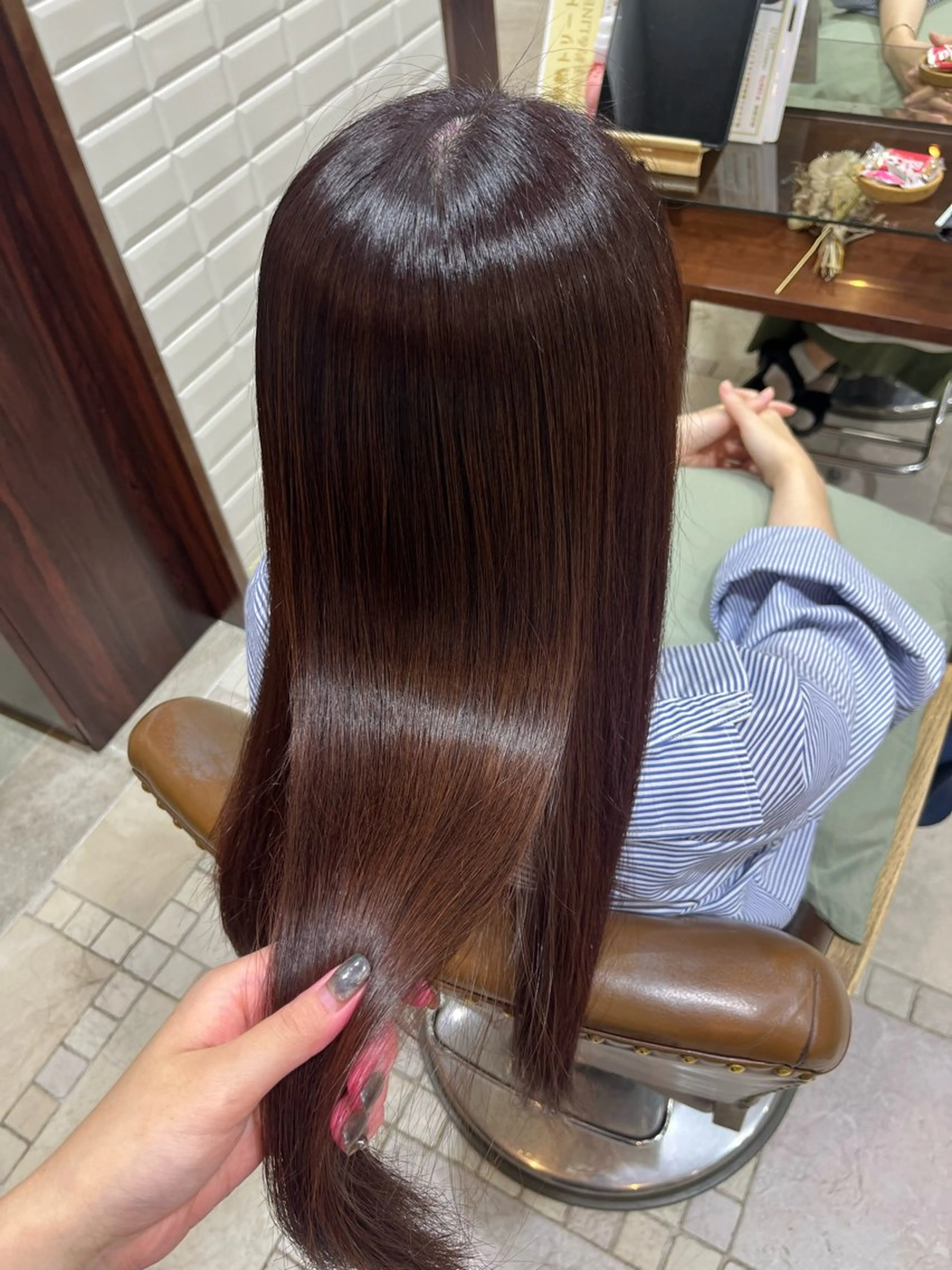 【🌸髪質改善メニュー🌸】人気の艶髪欲張りメニュー❣️艶さら酸熱トリートメント🫧‪＆カラー🌈ᵕ̈*＆カット✂️の写真