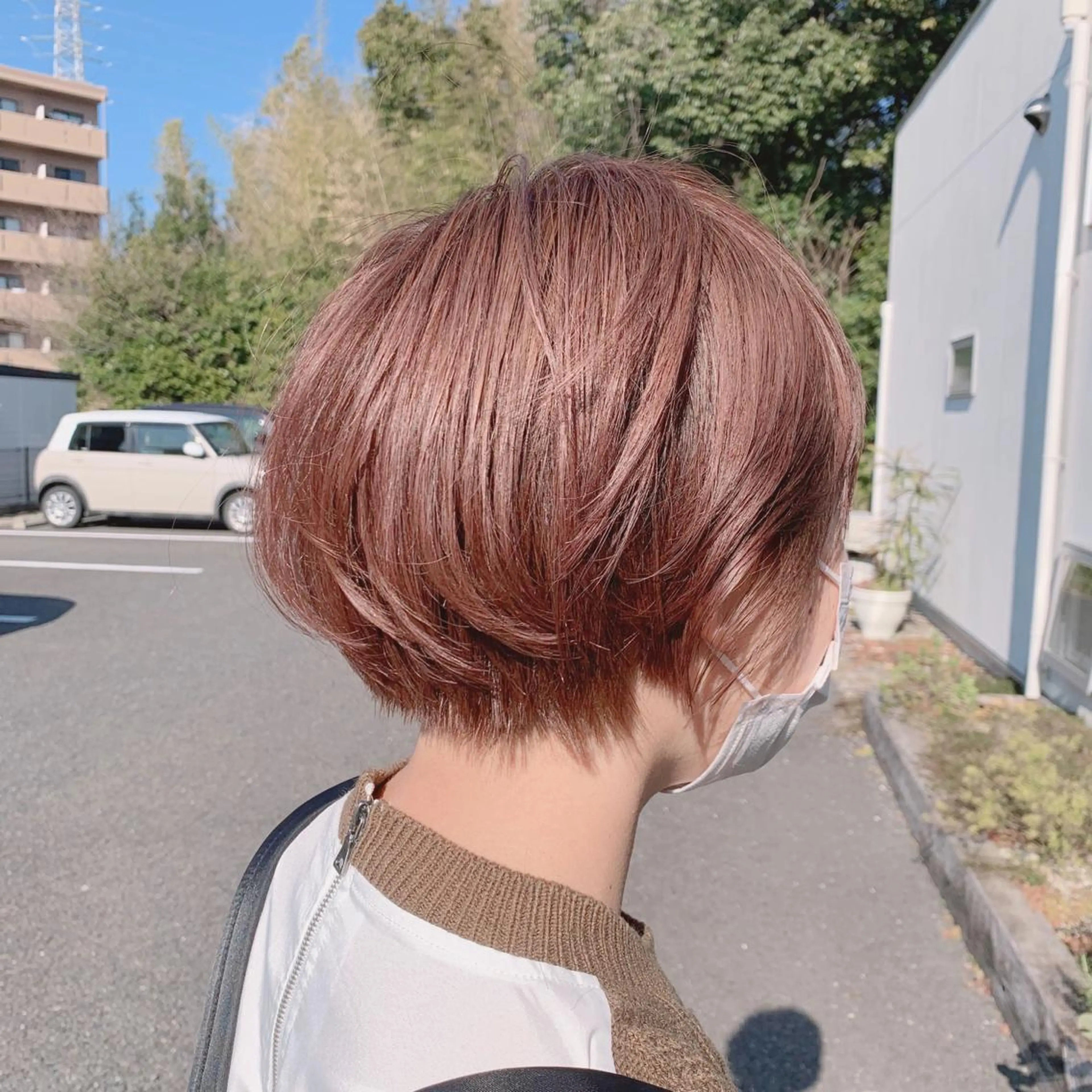 ショート カラー ベージュカラー ピンクカラー ピンクベージュ カット ヘアカラー 綿貫 美雪のヘアスタイル