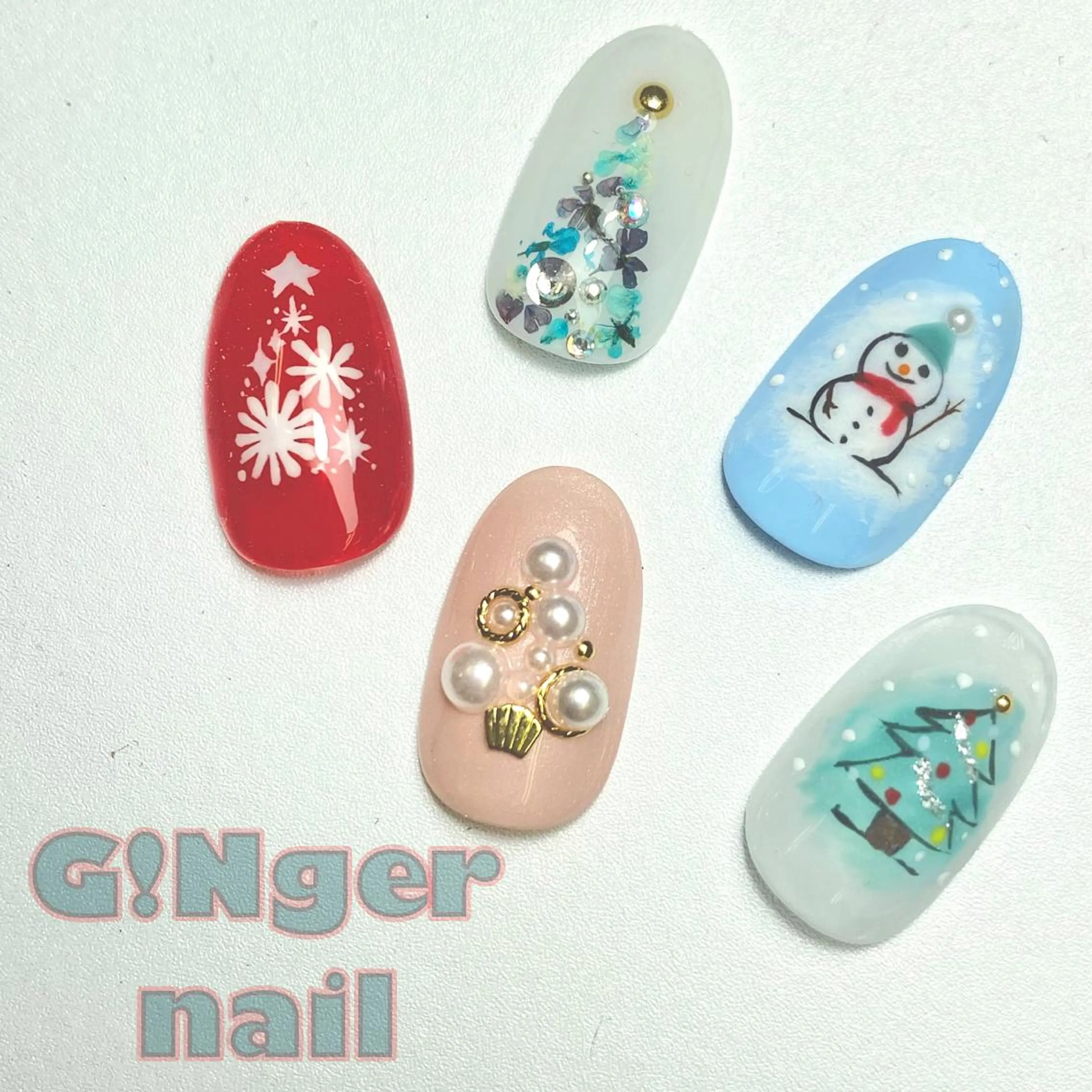 ネイル 冬ネイル クリスマス 代々木 GINGERNAILのネイルデザイン