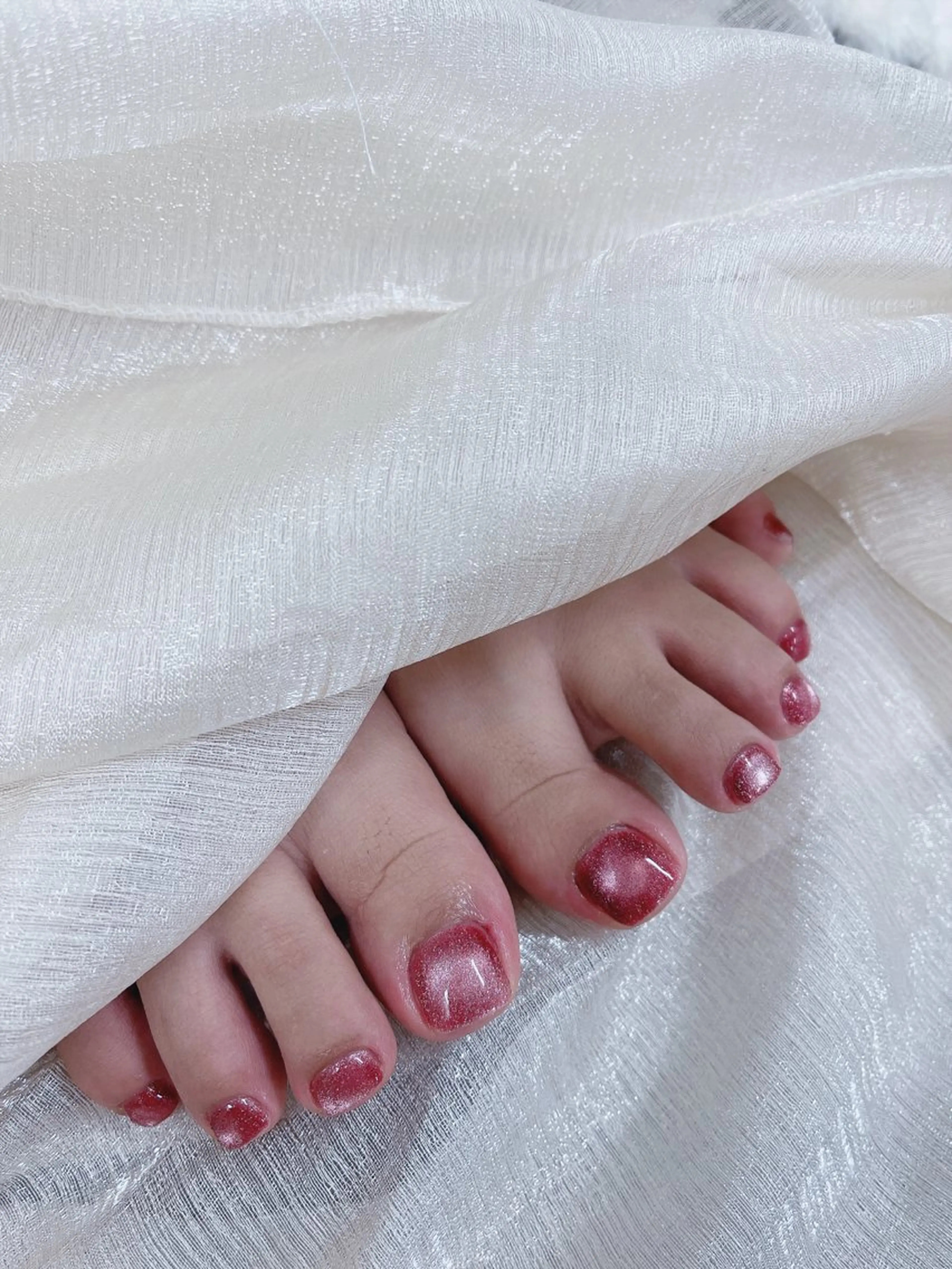 ネイル チークネイル フレンチネイル グラデーション キラキラネイル 韓国ネイル フットネイル DUO   MI nail salonのネイルデザイン