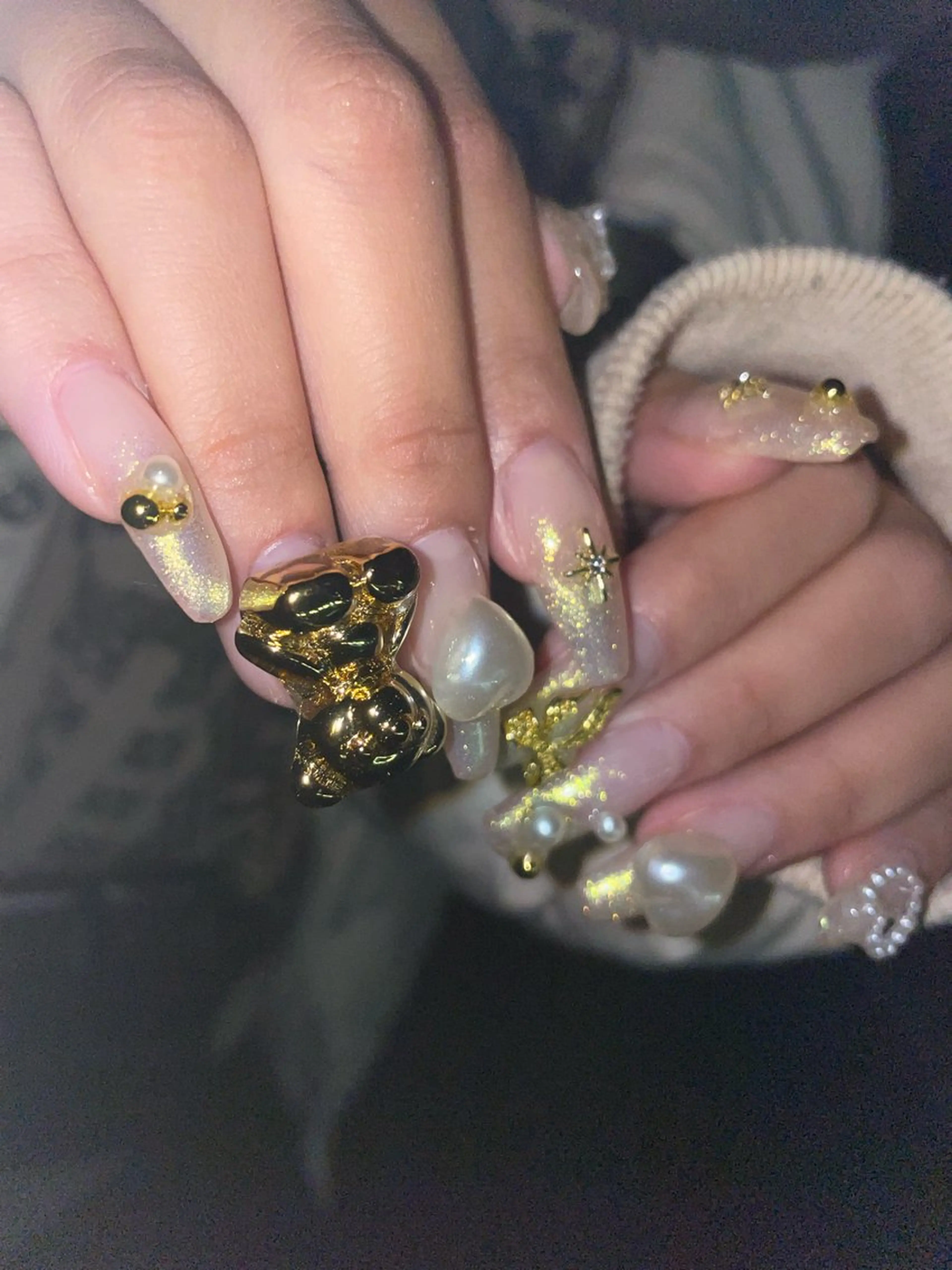 ネイル キラキラネイル ロングネイル ピンク 冬ネイル クリスマス Ri-e's nailのネイルデザイン