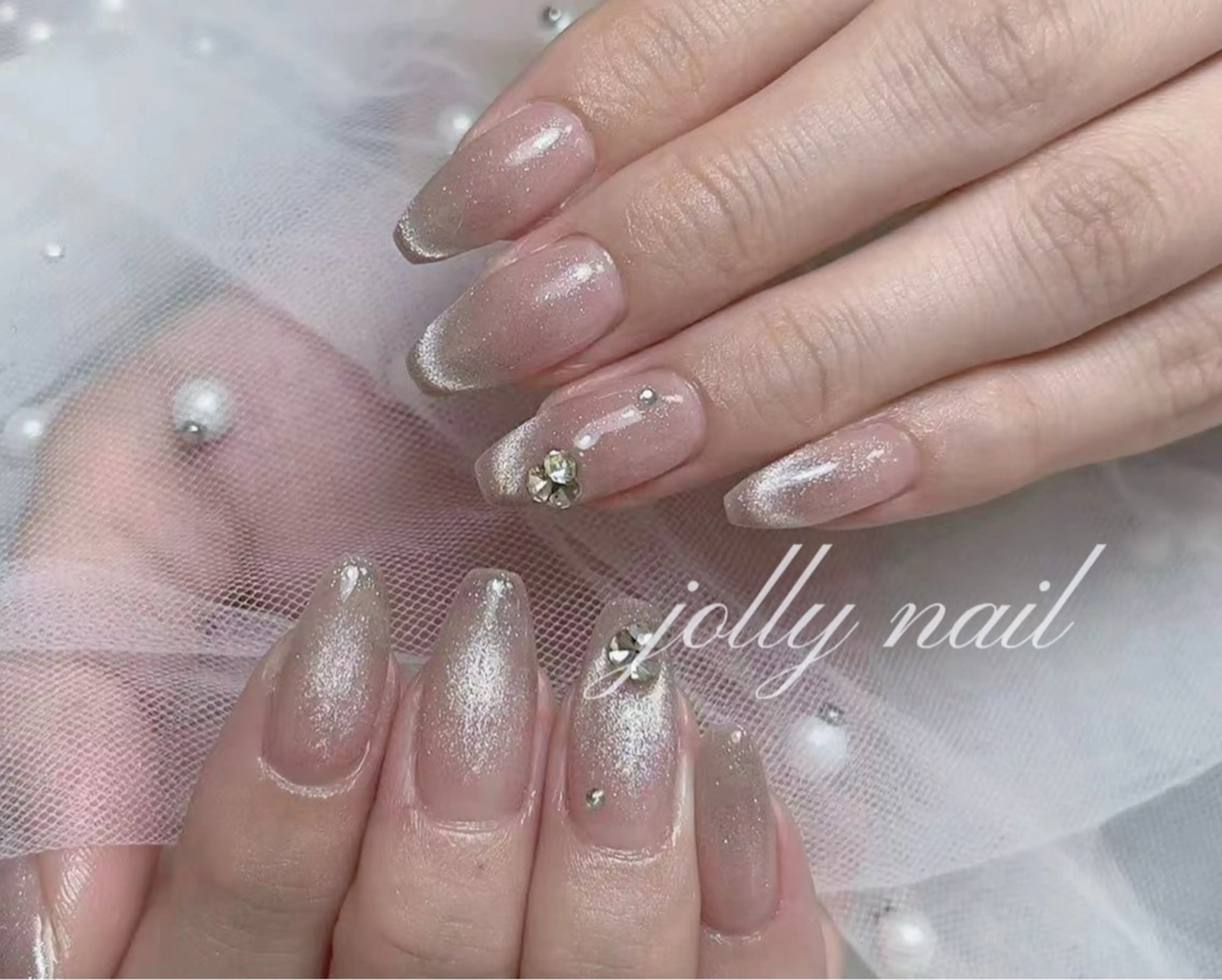 ネイル ハンドネイル Jolly チップ長さだしのネイルデザイン