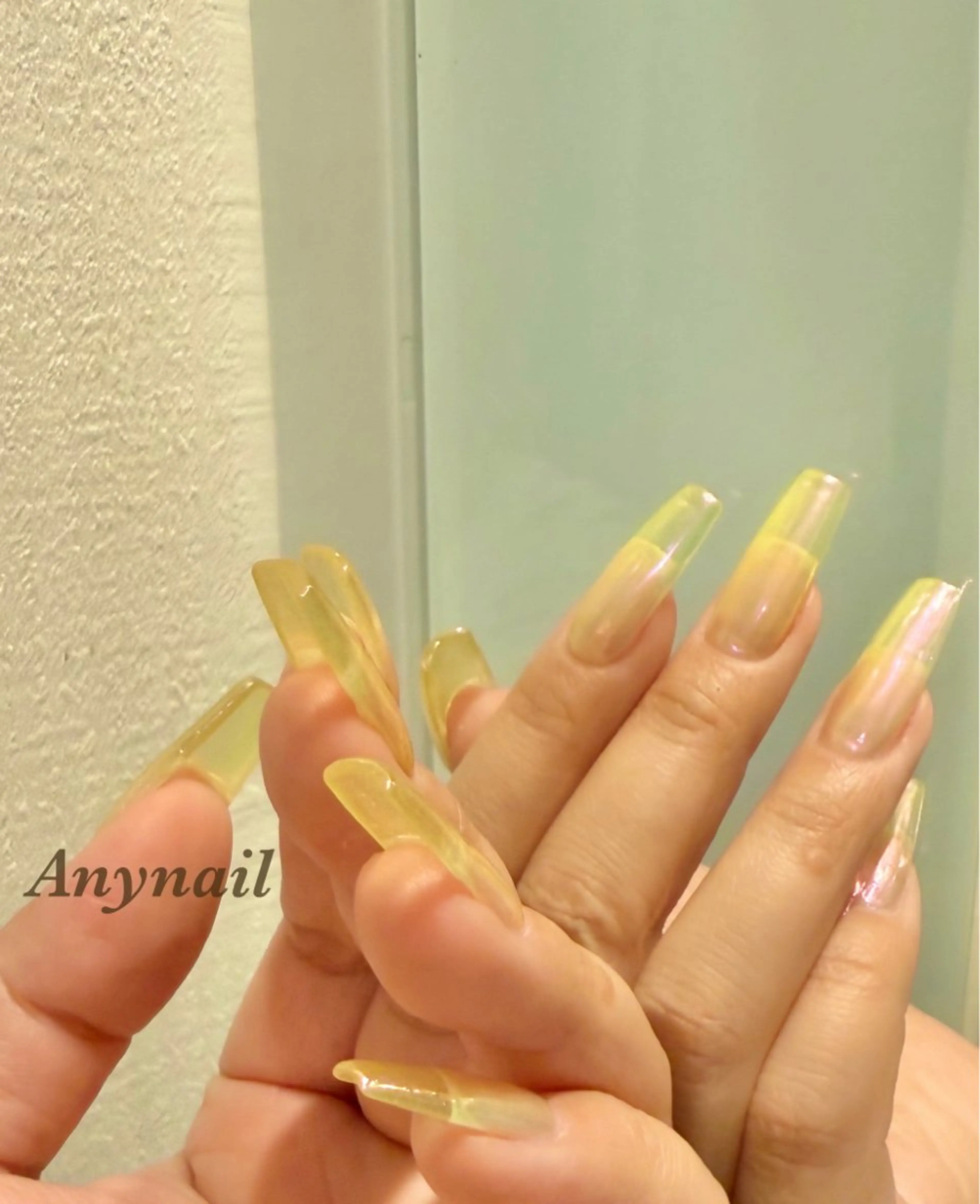 ネイル オーロラネイル ブルー クリアネイル ジェルネイル スカルプネイル 岩澤 恵子のネイルデザイン