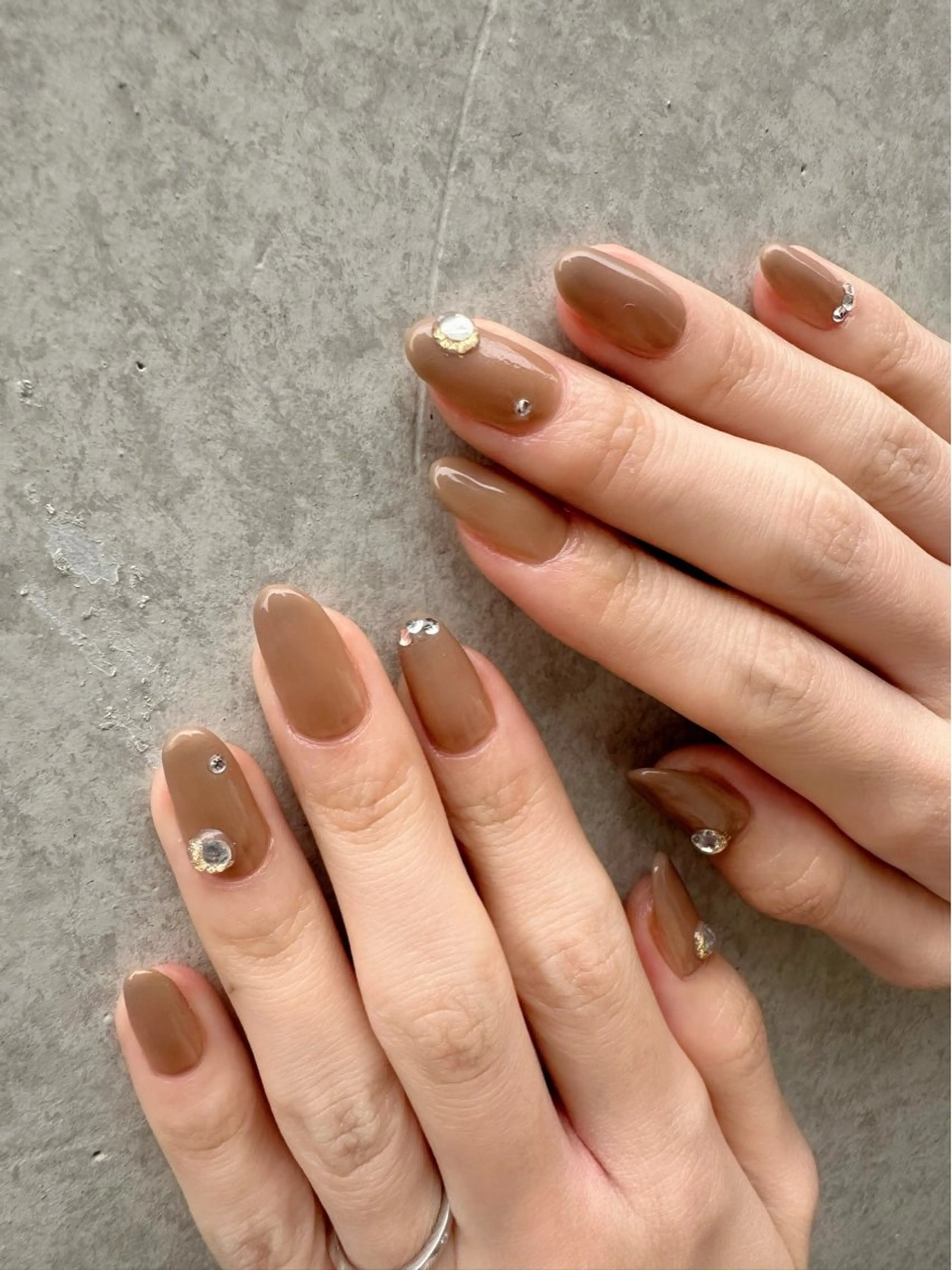 ネイル ブラウン 氷ネイル・うるうるネイル 韓国ネイル ニュアンスネイル 冬ネイル 🪞KAPE NAIL 🪞のネイルデザイン