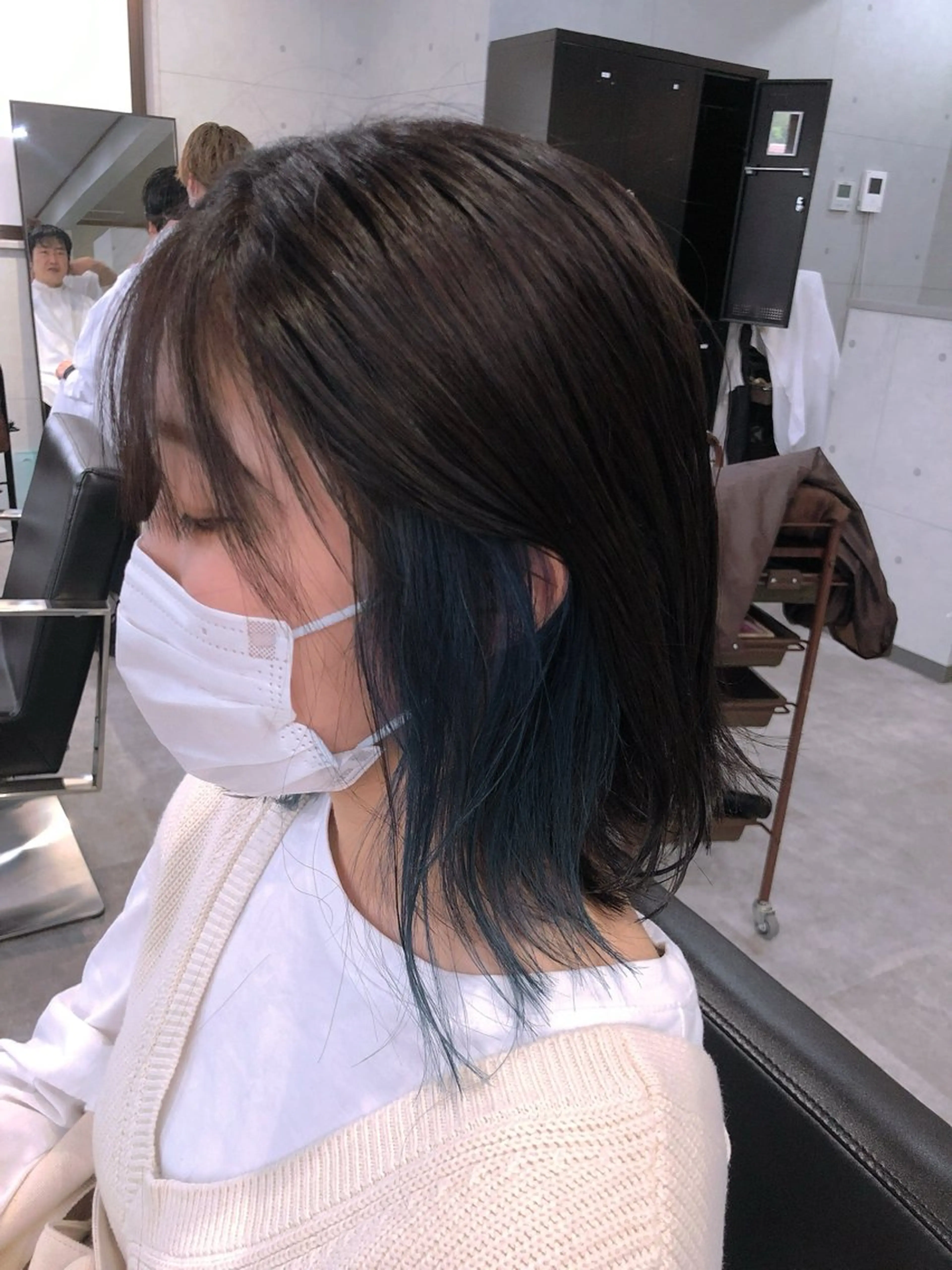 ミディアム ボブ くびれヘア くせ毛 髪質改善 切りっぱなしロブ カット ヘアカラー REVE美容室 REVEマツエクのヘアスタイル
