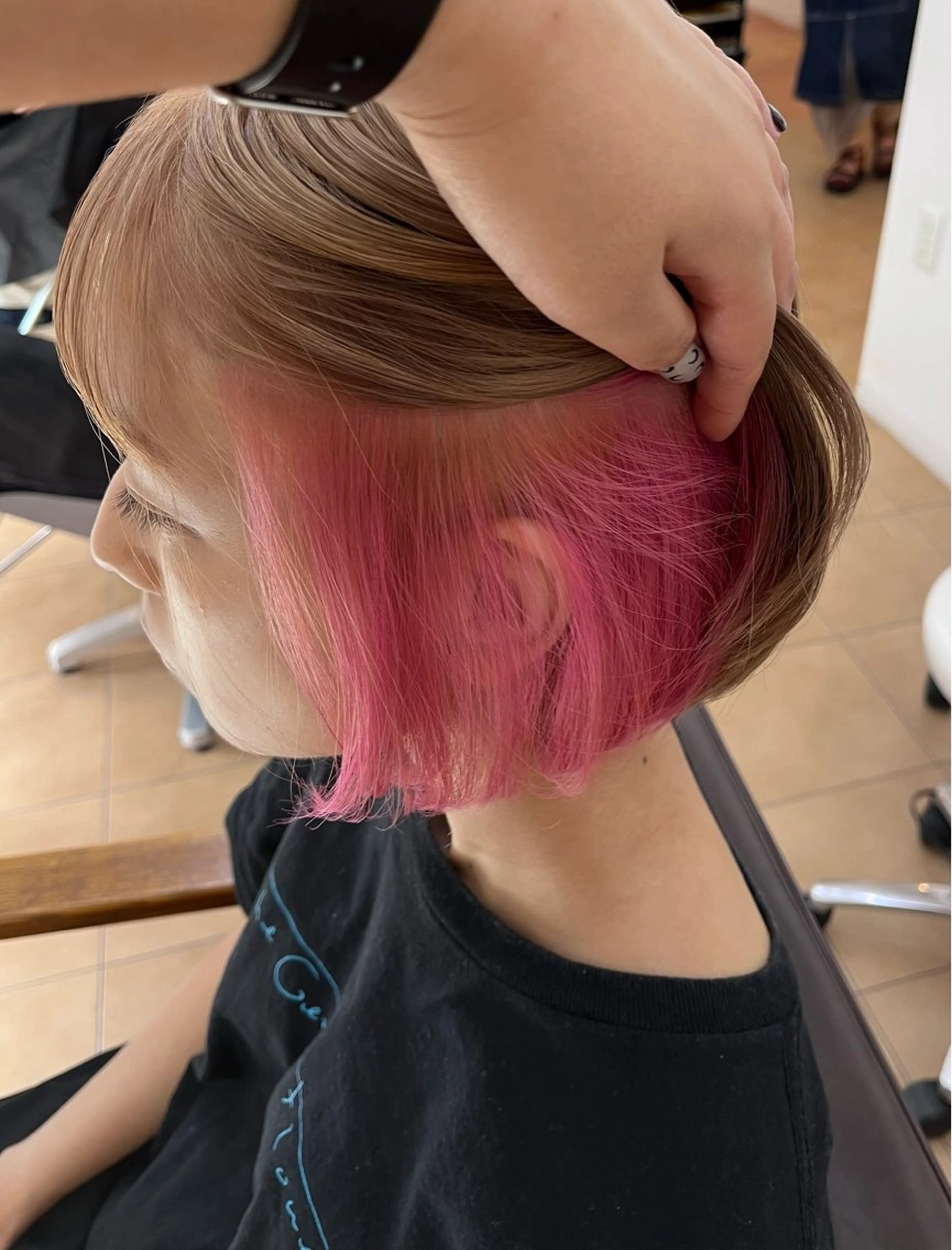 ミディアム カラー ベージュカラー ピンクカラー garden小山店 Yuka🌿のヘアスタイル