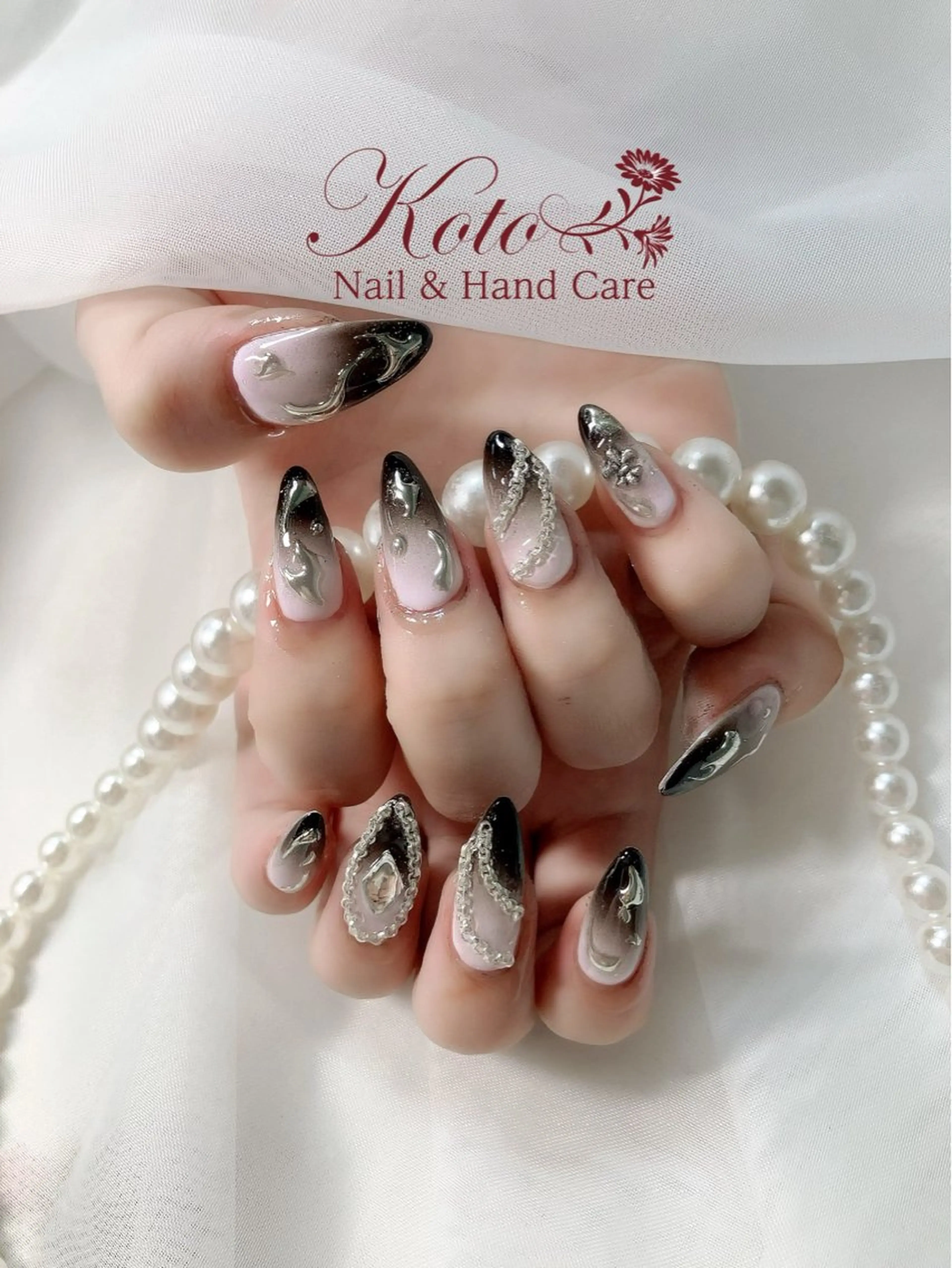 ネイル 長さ出し ジェルネイル 持ち込み ニュアンスネイル 赤色 ハンドネイル Nail Salon KOTOのネイルデザイン