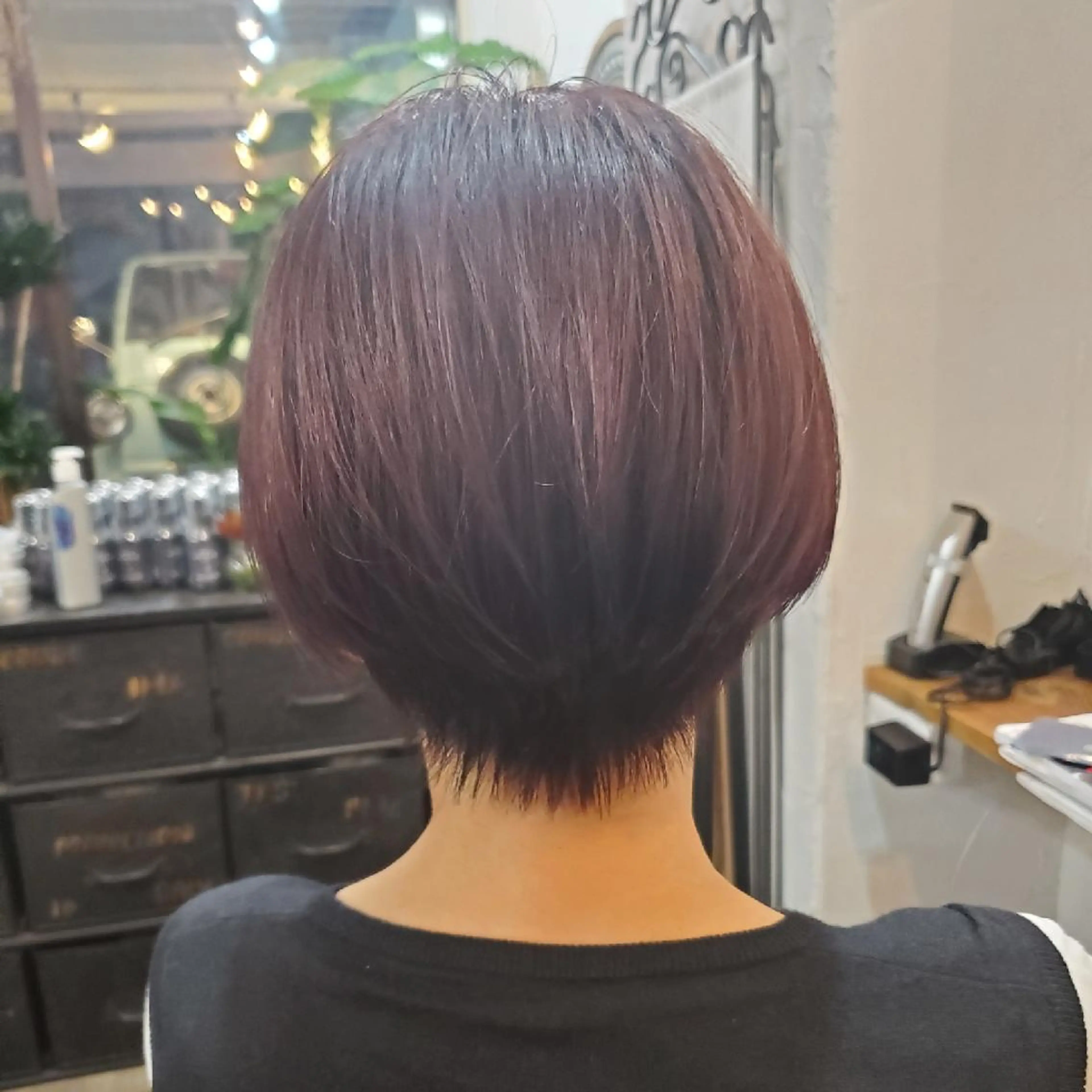 ショート カラー カット ヘアカラー トリートメント 韓国レイヤー柔らかい 地毛風縮毛矯正／マツのヘアスタイル