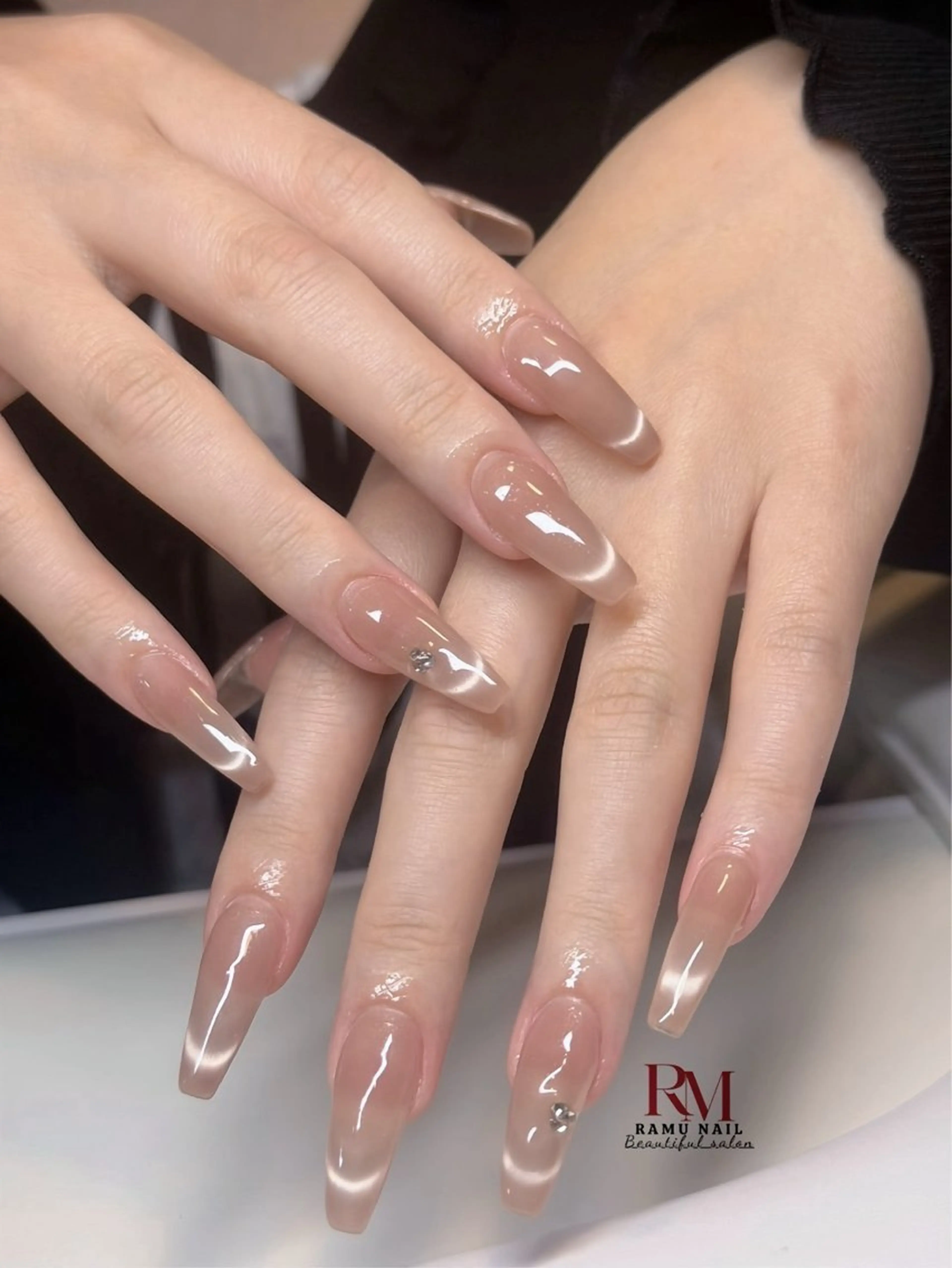 ネイル フラッシュネイル キラキラネイル マグネットネイル ミラーネイル ピンク ハンドネイル RAMU Nail 恵比寿店のネイルデザイン