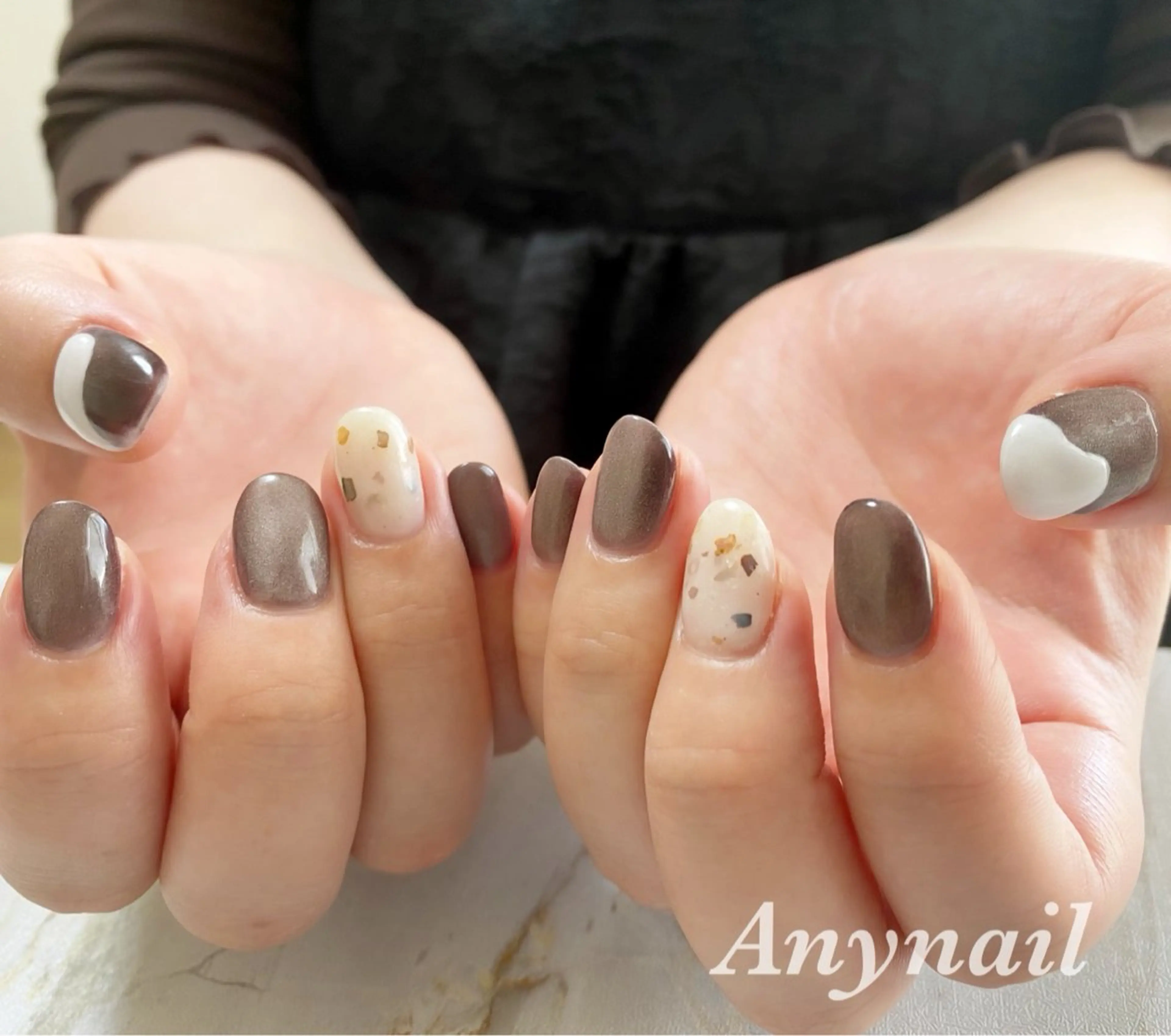 ネイル ブルー フレンチネイル マグネットネイル ショートネイル 岩澤 恵子のネイルデザイン