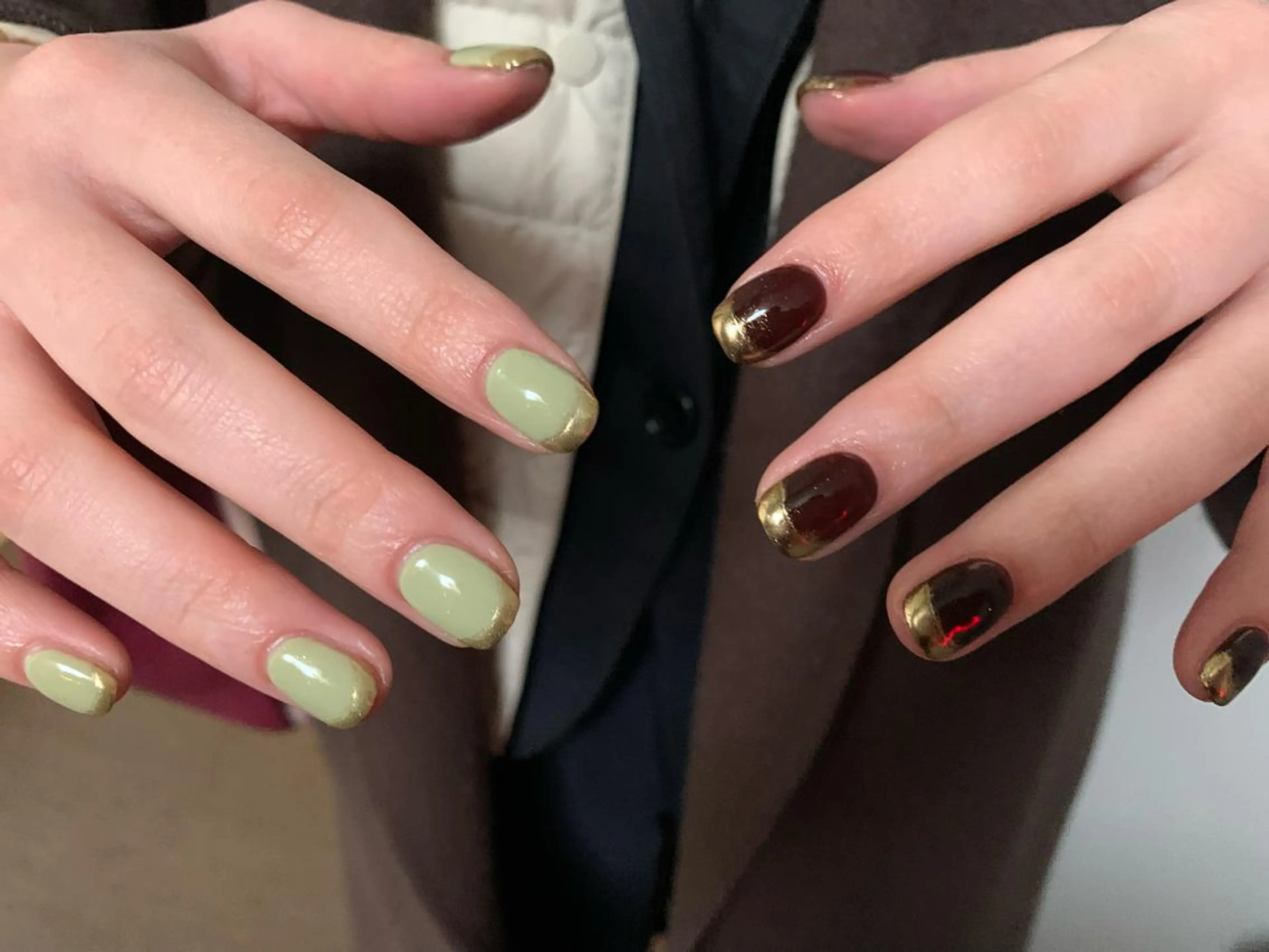 ネイル フレンチネイル ミラーネイル 持ち込み マキノ ユイのネイルデザイン