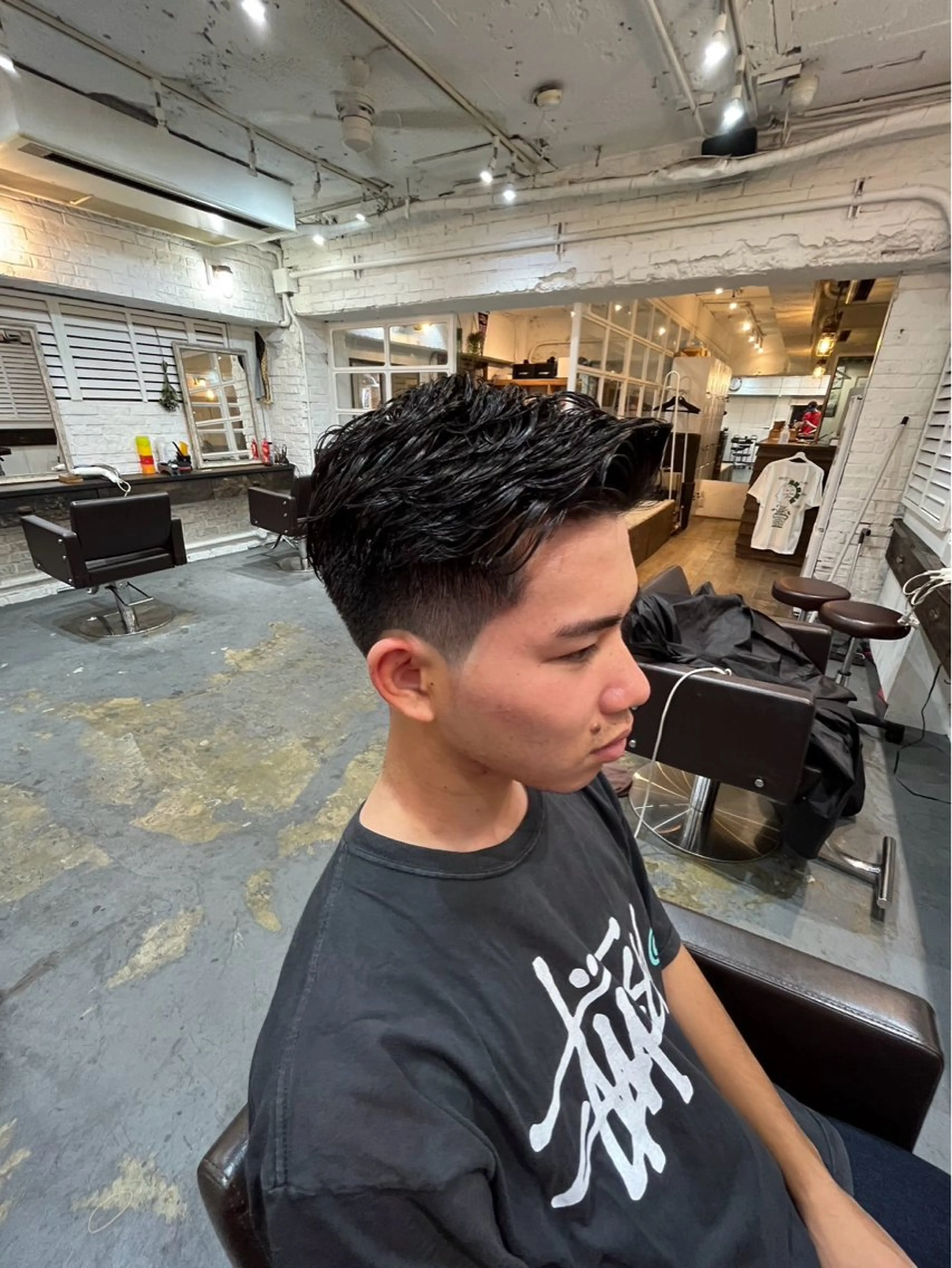 ショート パーマ メンズ センターパート ダウンパーマ フェードカット メンズハイライト メンズパーマ カット パーマ トリートメント 💈メンズ特化💈 TASUKUのヘアスタイル