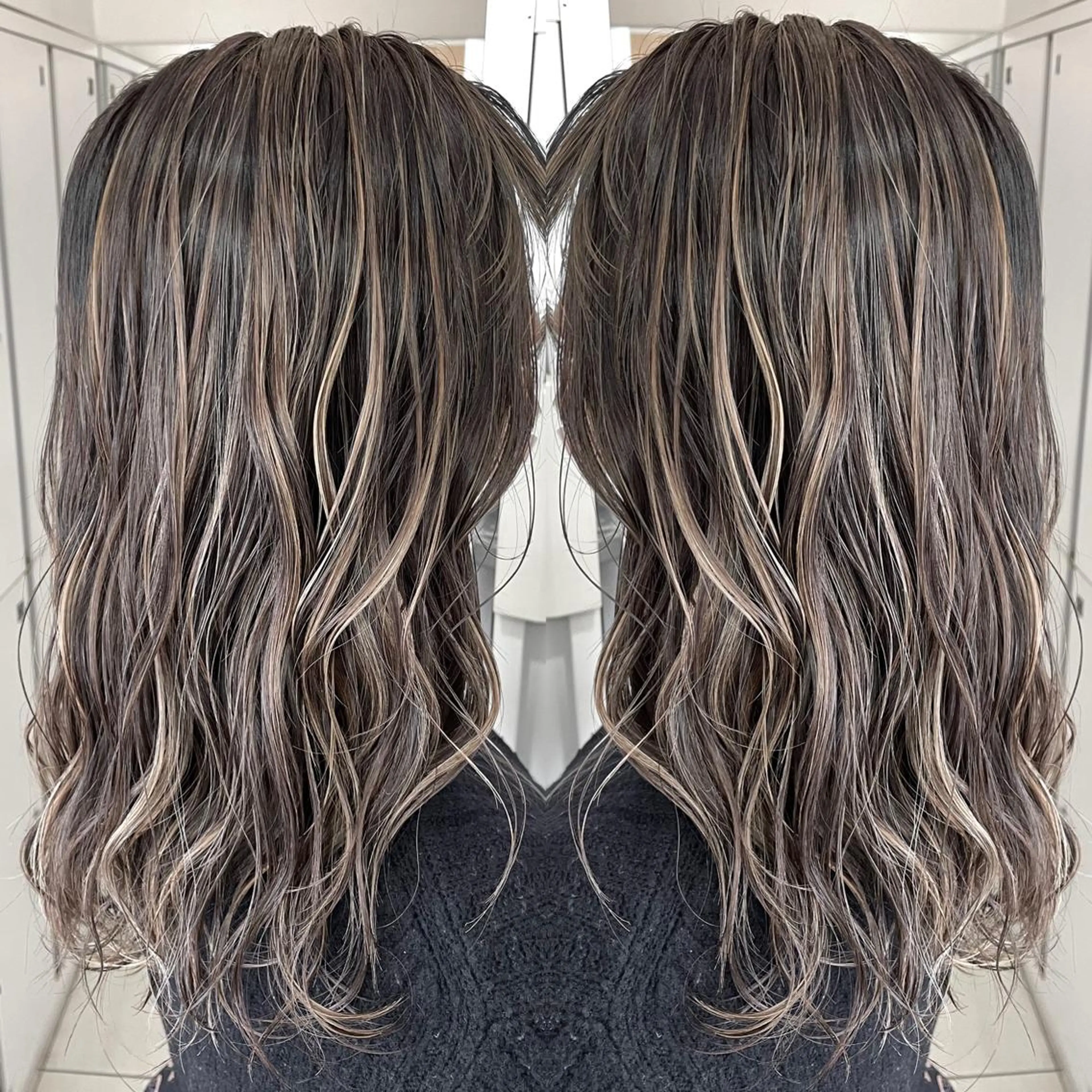 ミディアム カラー 縮毛/レイヤー 韓国/橋口のヘアスタイル