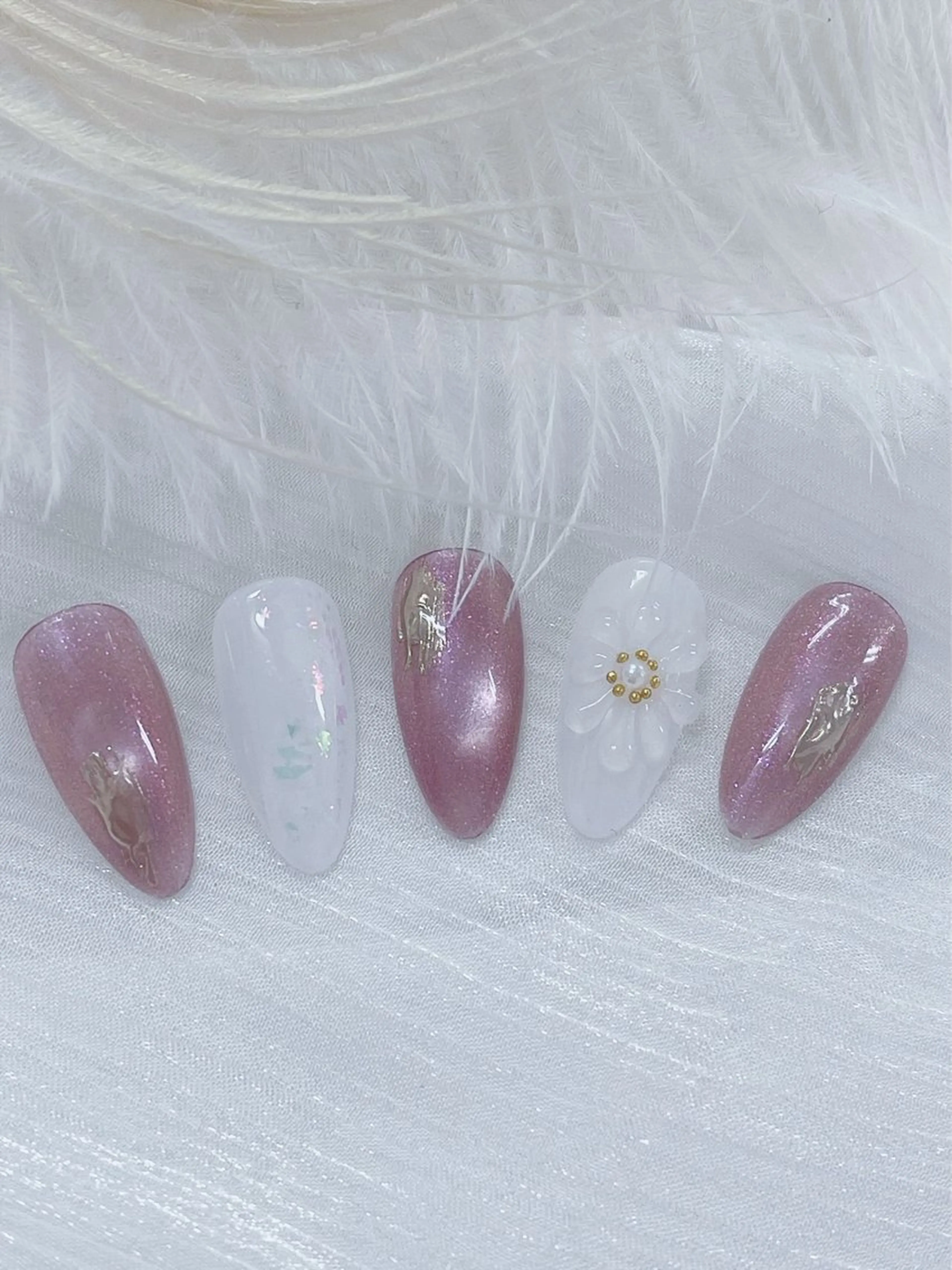 ネイル チークネイル 成人式 フレンチネイル グラデーション 氷ネイル・うるうるネイル 陳 rinaのネイルデザイン