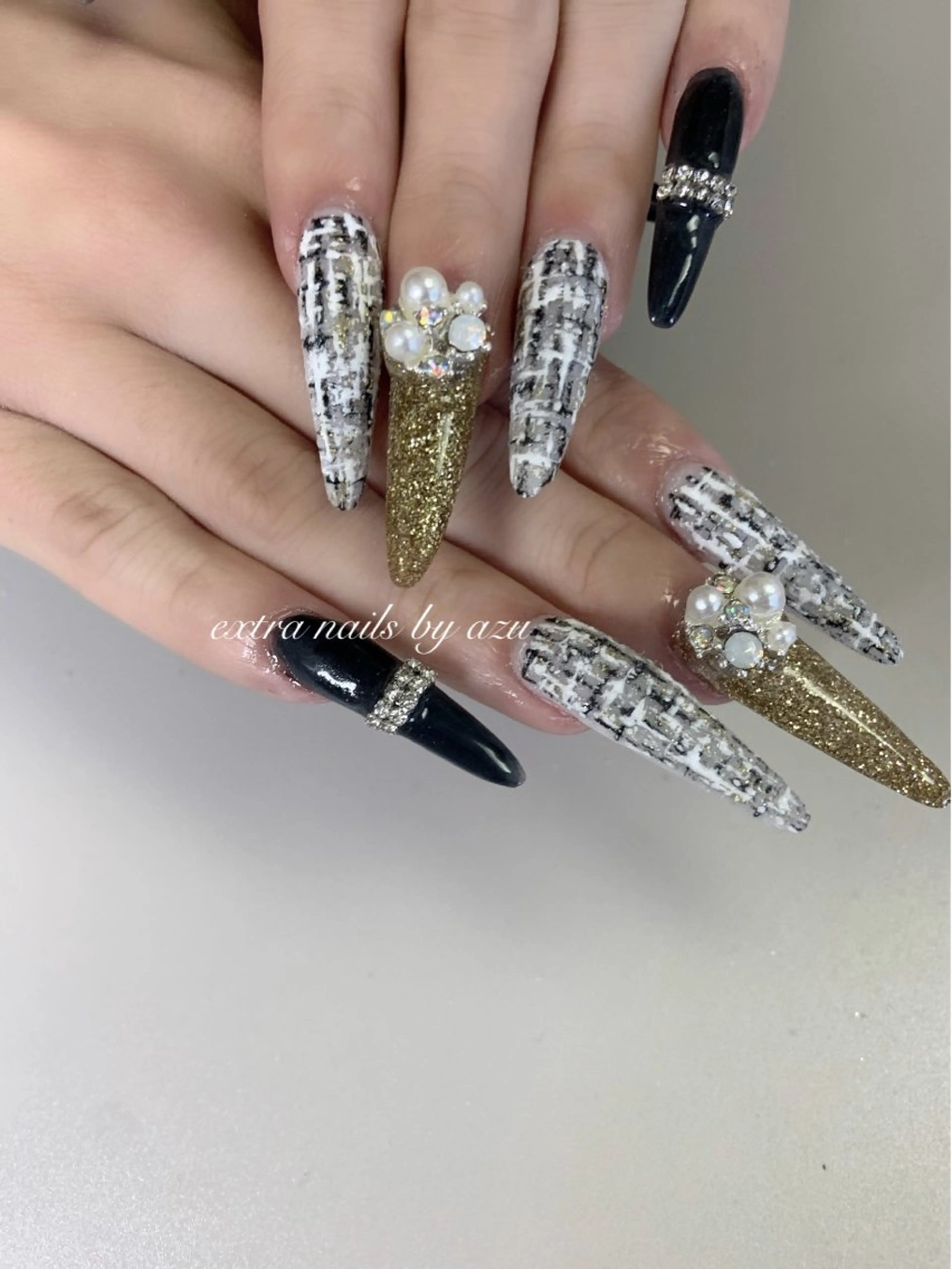 ネイル ツイードネイル ハンドネイル extranails ／lemellaのネイルデザイン