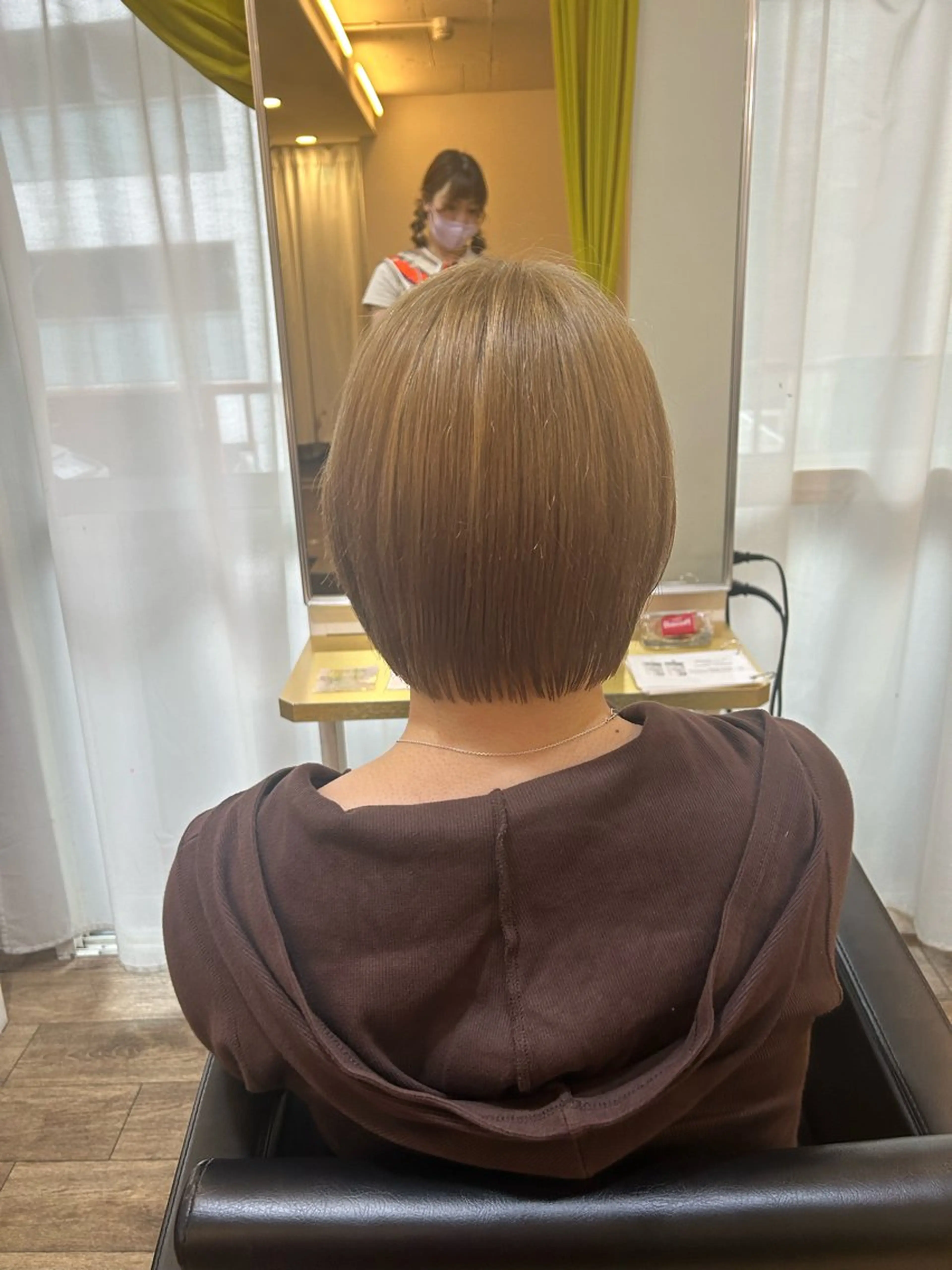 ショート ショートボブ ボブ くびれヘア 顔周りカット 韓国風ヘア ブリーチなしベージュ /ヘアセット/ミユのヘアスタイル