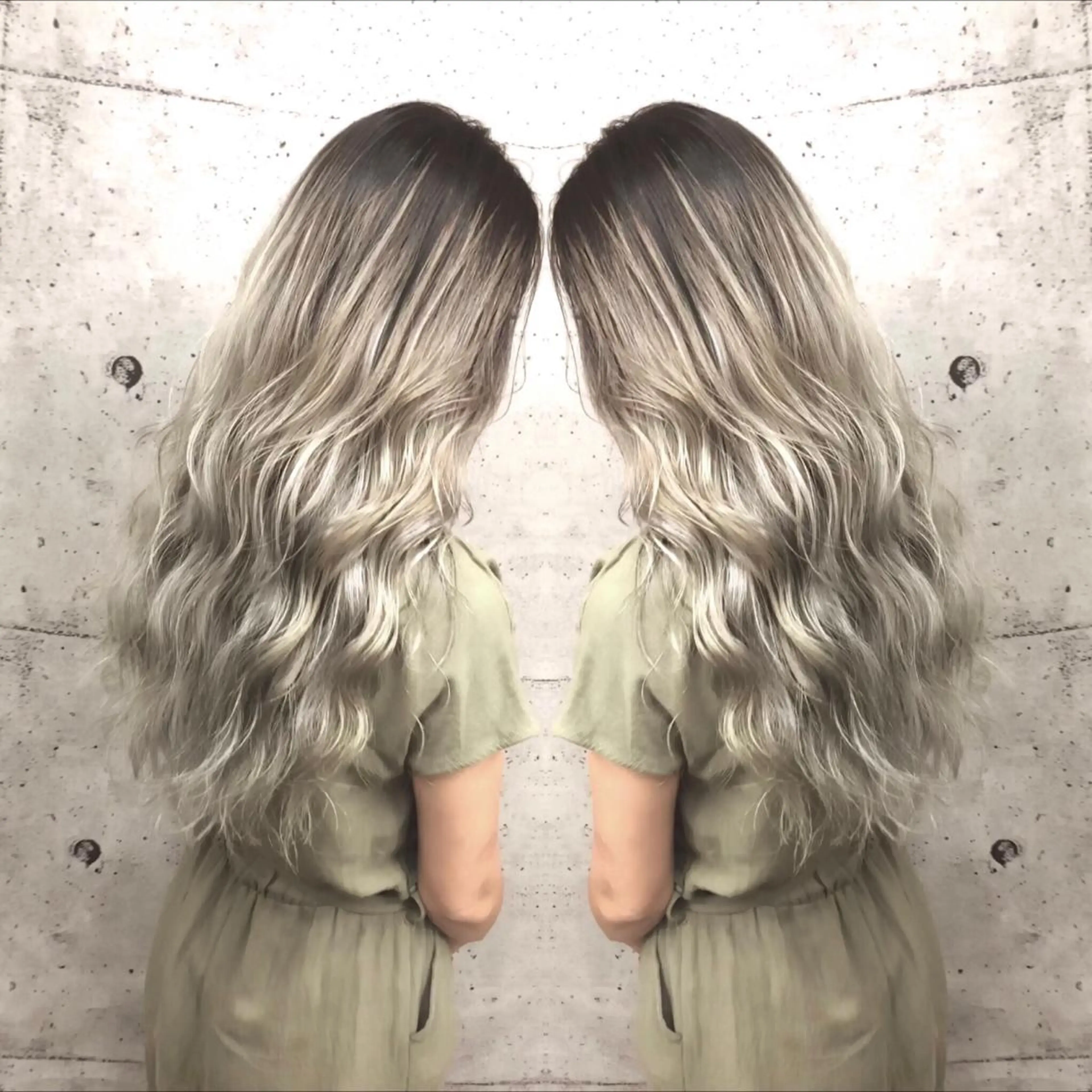 ロング カラー バレイヤージュ レイヤーカット 奥山義進/大宮 /ダブルカラーのヘアスタイル