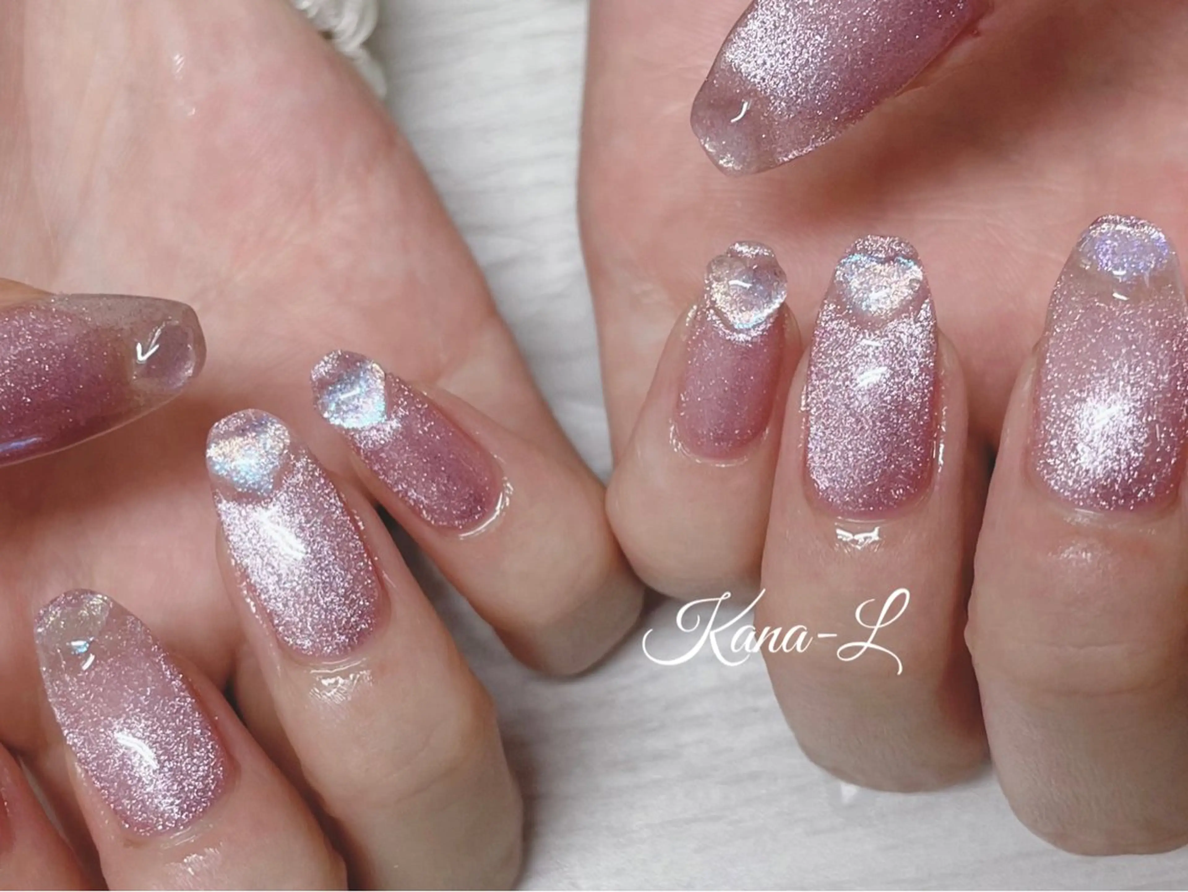 ネイル フラッシュネイル フラッシュマグ ジェルネイル ハート 韓国ネイル 芦辺 香奈のネイルデザイン