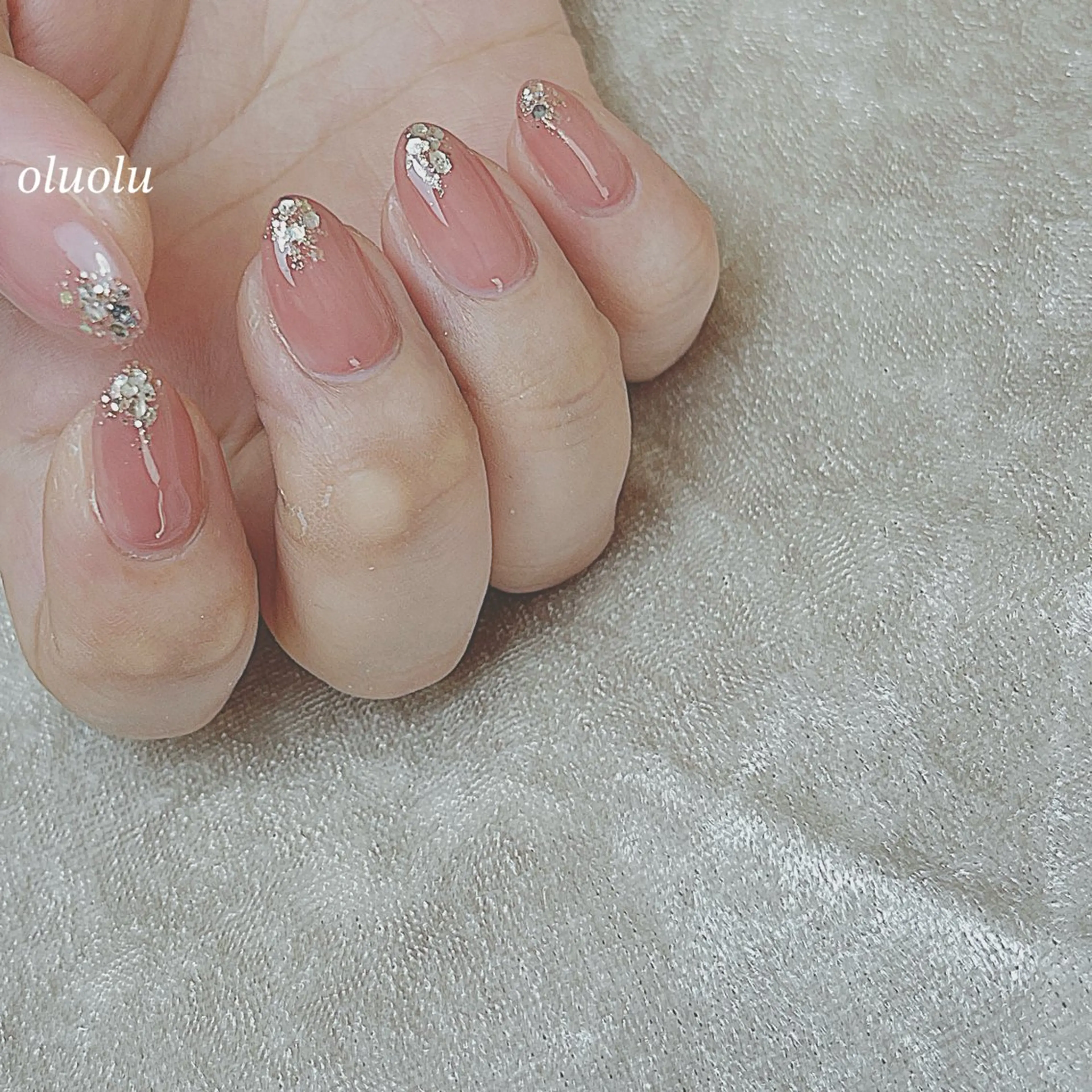 ネイル アートネイル フットネイル ラメ(グリッター) ニュアンスネイル オフィスネイル 大村 紬華のネイルデザイン