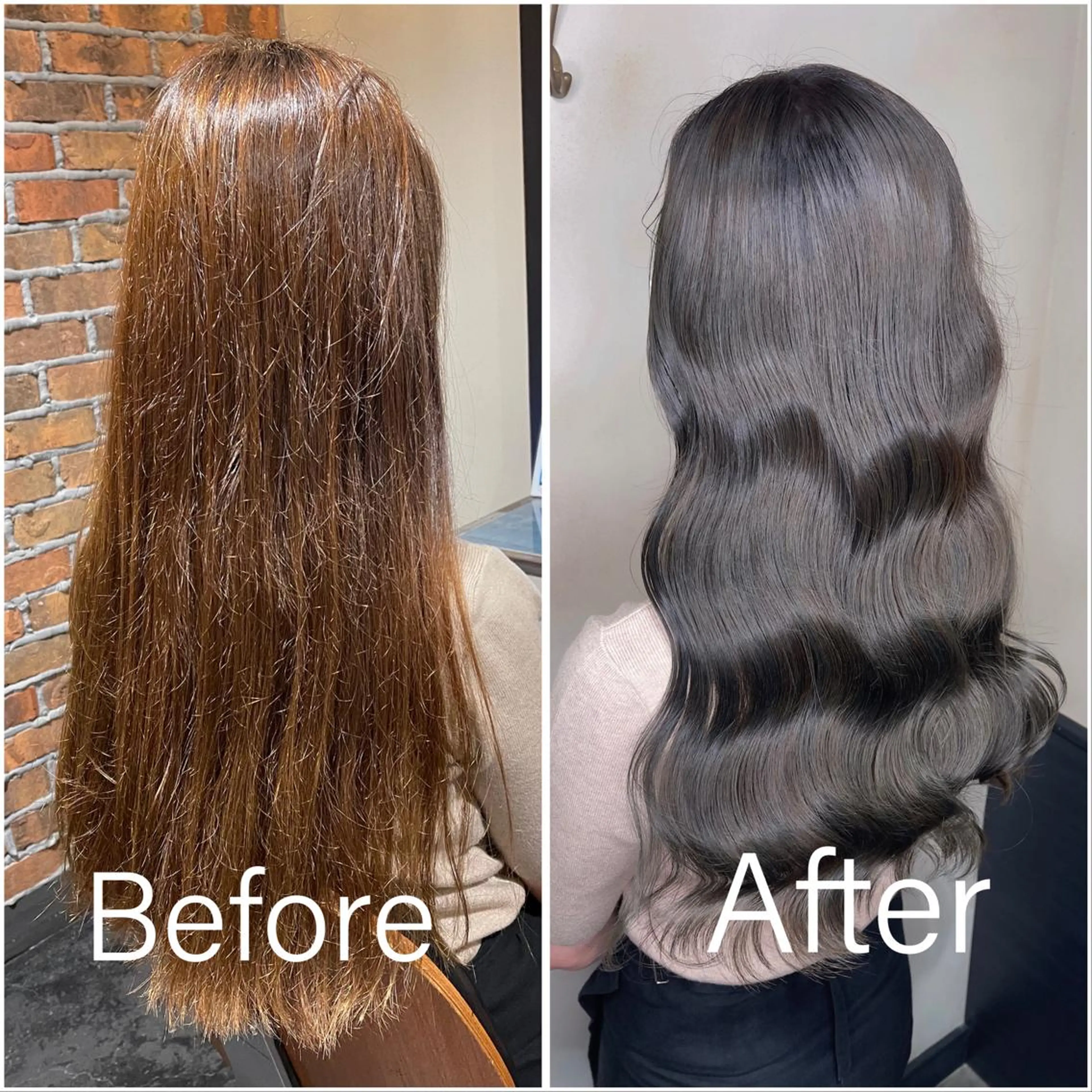 ロング カラー 透明感カラー オレンジ 泉 堅也のヘアスタイル