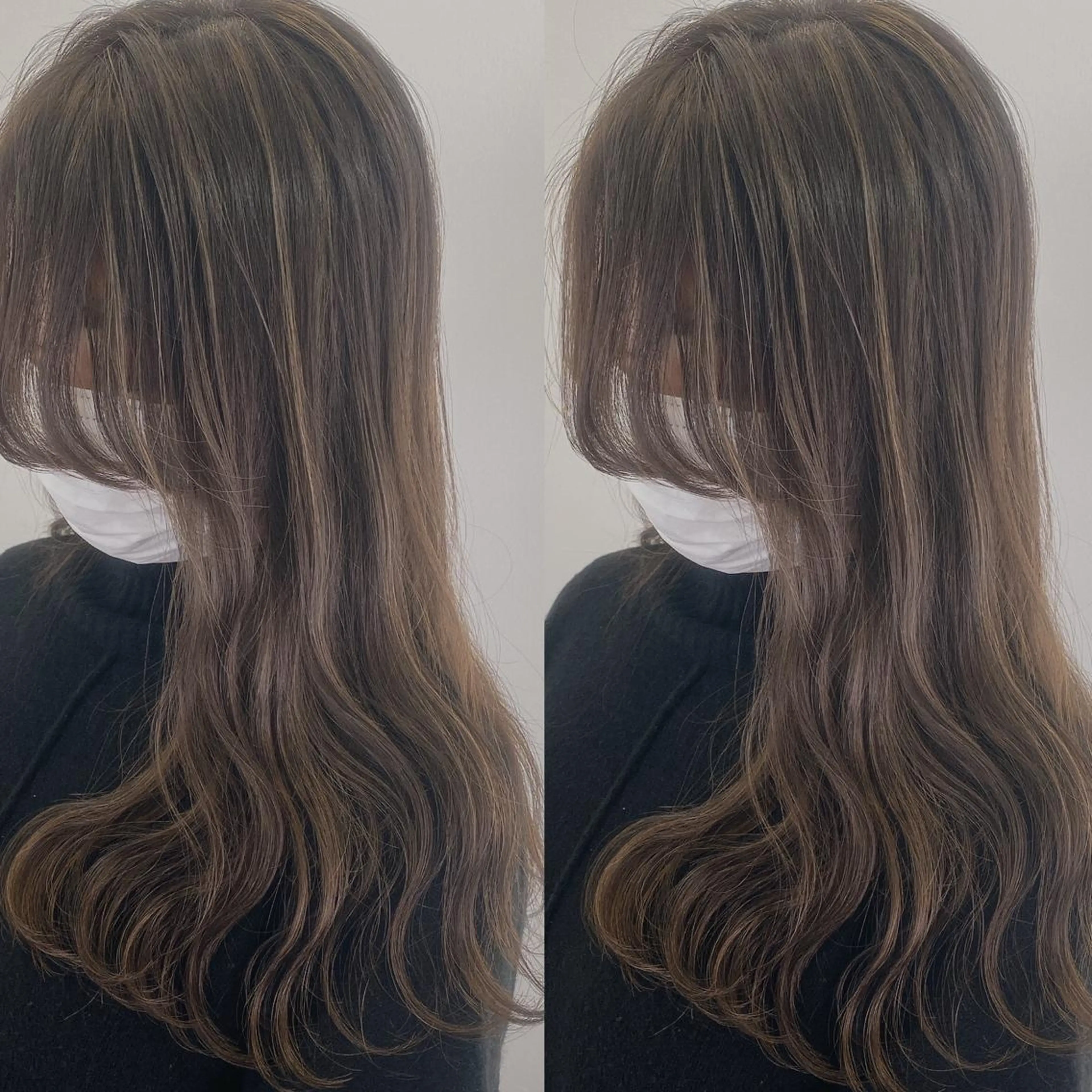 ロング ハイライト カット ヘアカラー 上川 開生のヘアスタイル