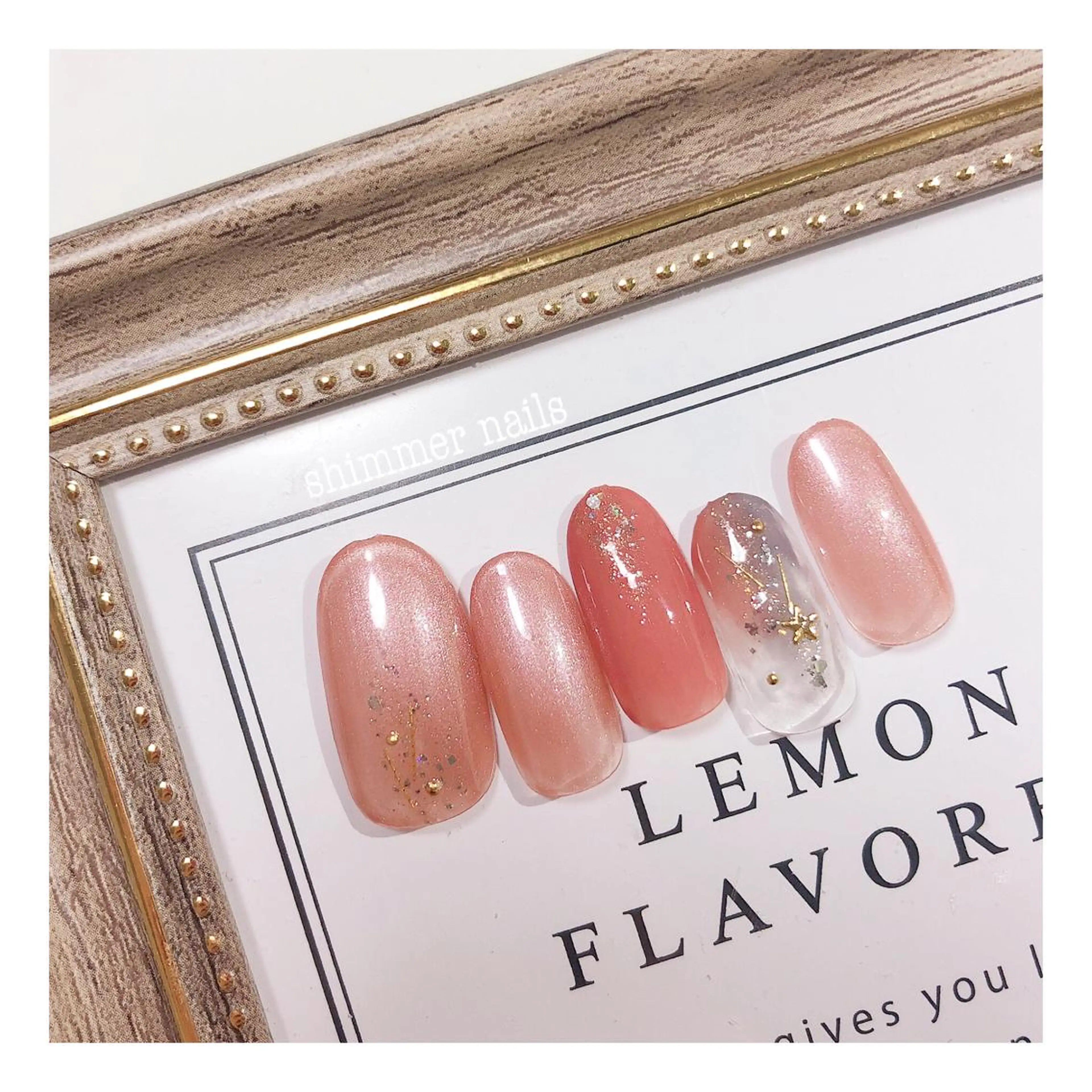 ネイル ブラウン オレンジ フットネイル shimmer nailsのネイルデザイン