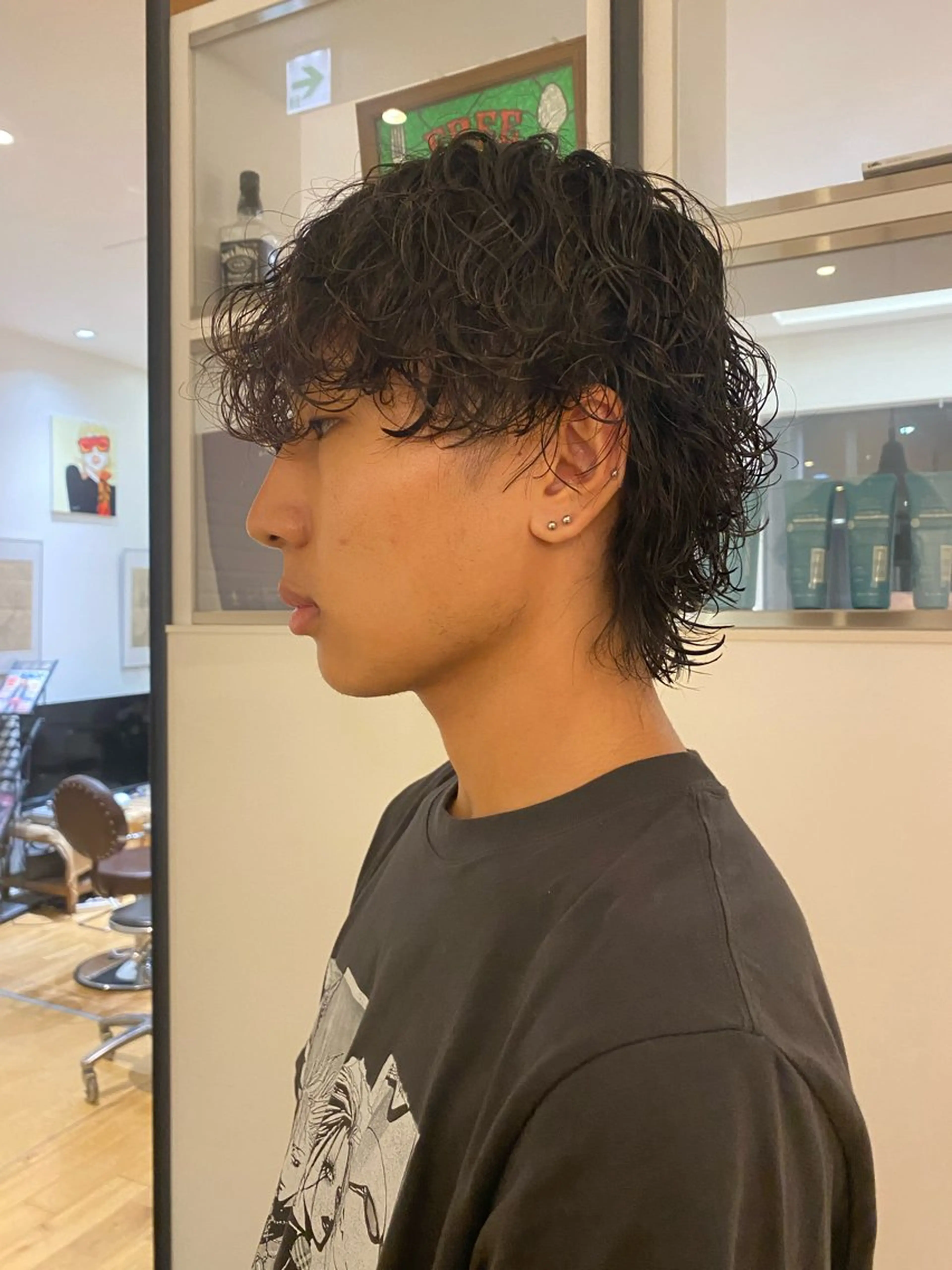 ミディアム パーマ メンズ 鈴木 静のヘアスタイル