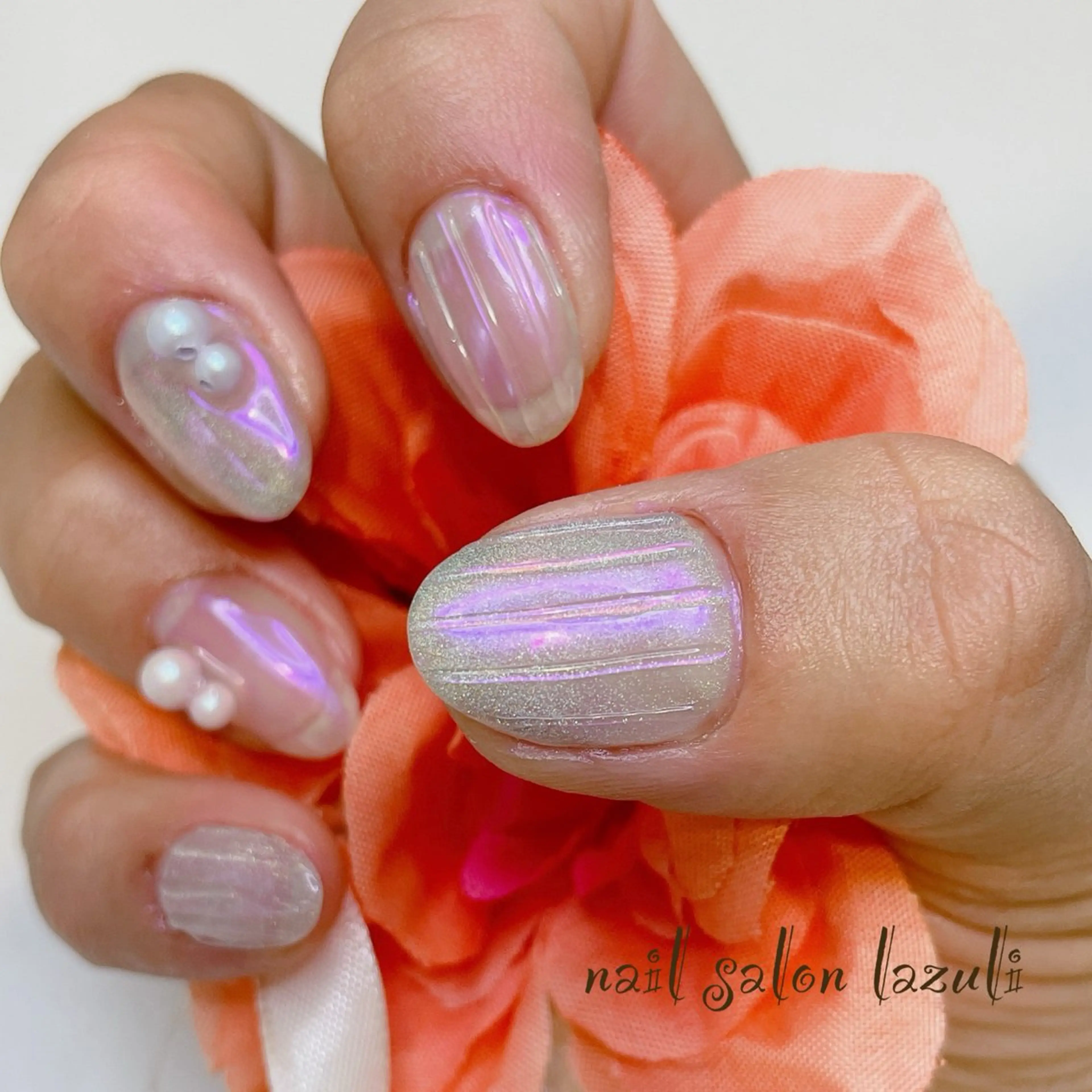 ネイル オーロラネイル マグネットネイル ハンドネイル nail salon lazuliのネイルデザイン