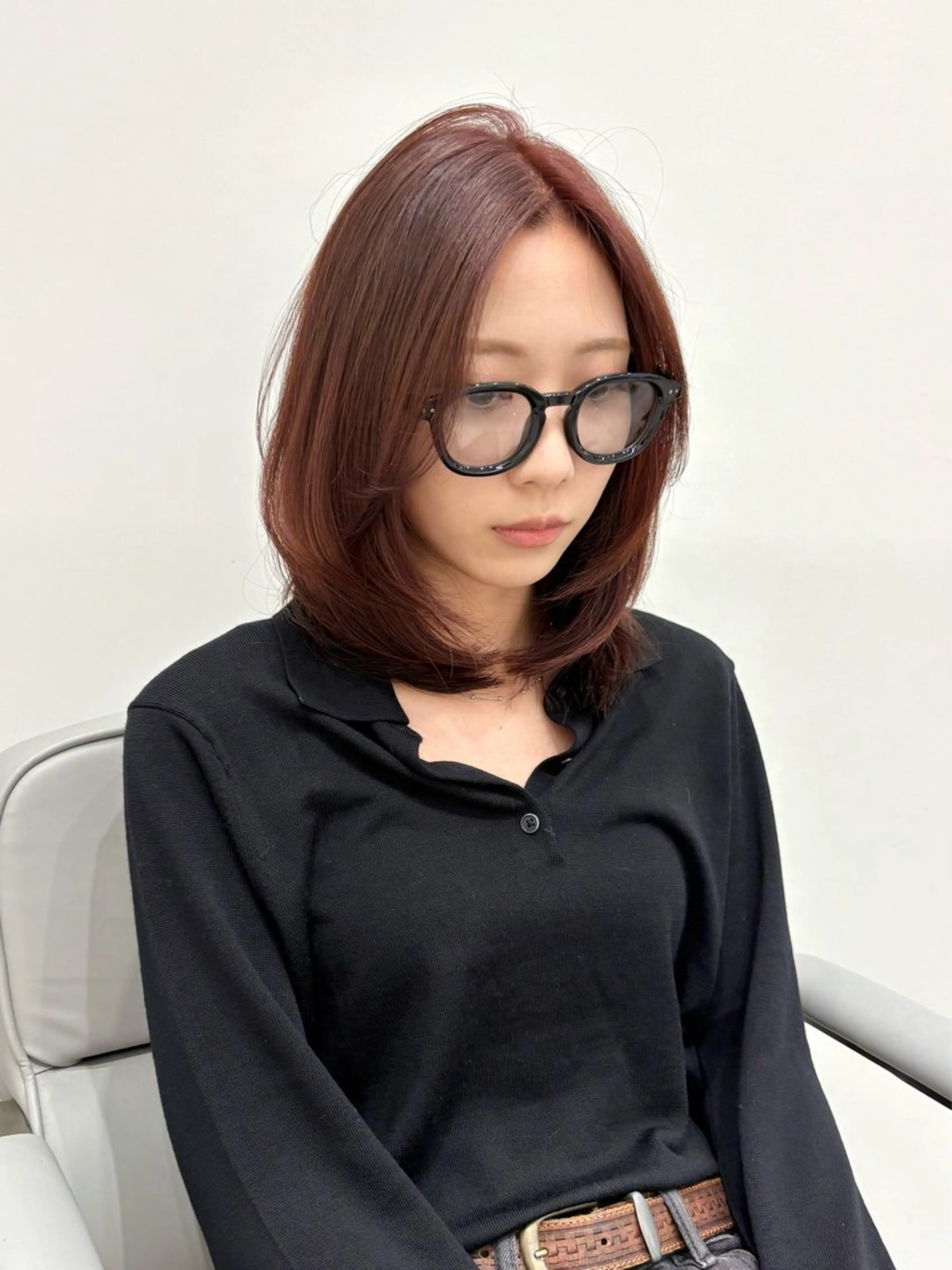 ミディアム レイヤーカット カット ヘアカラー トリートメント 韓国/タッセルボブ /レイヤーボブのヘアスタイル