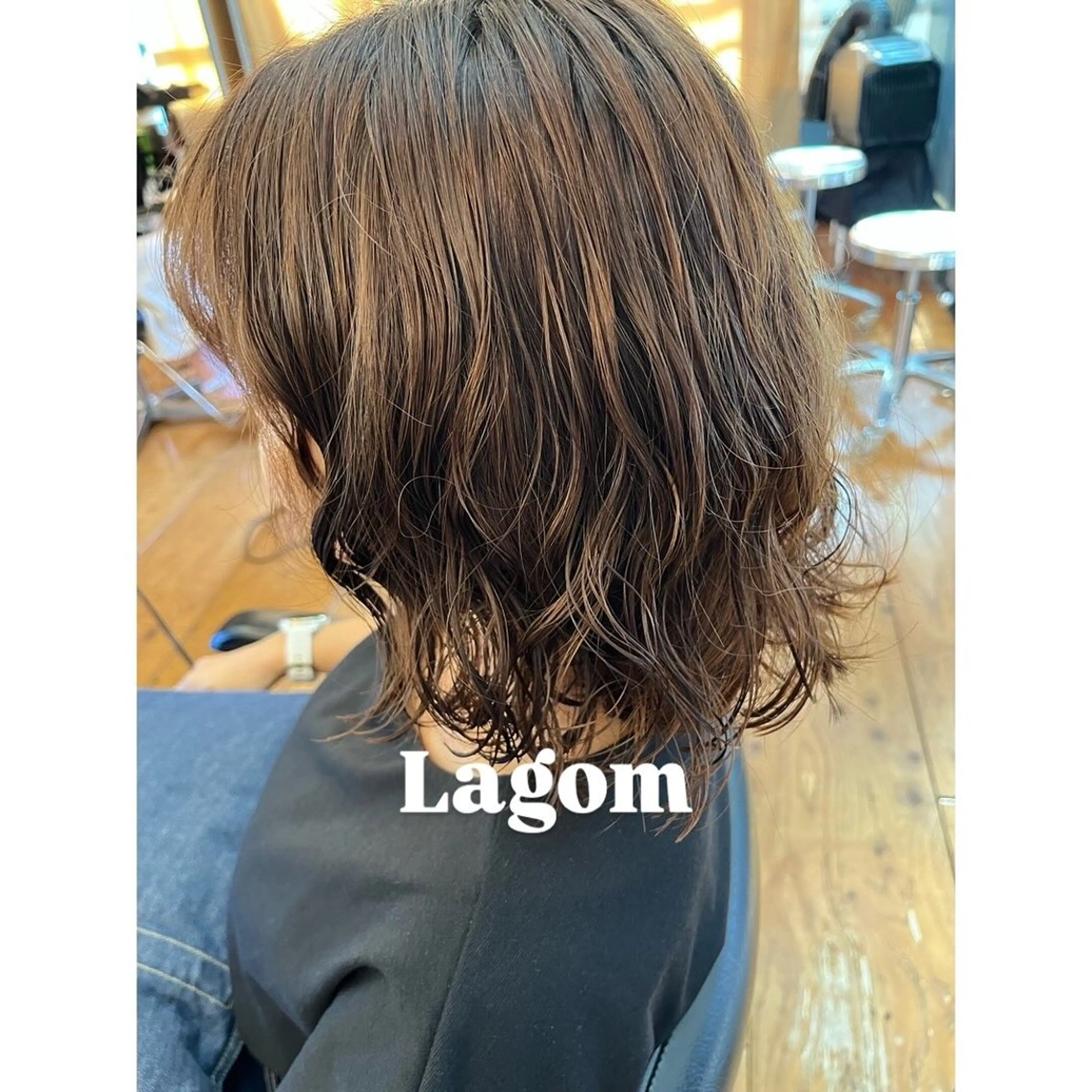 ミディアム カラー パーマ ミディアムパーマ ボブ 髪質改善 トリートメント カット パーマ Lagom なかだのヘアスタイル