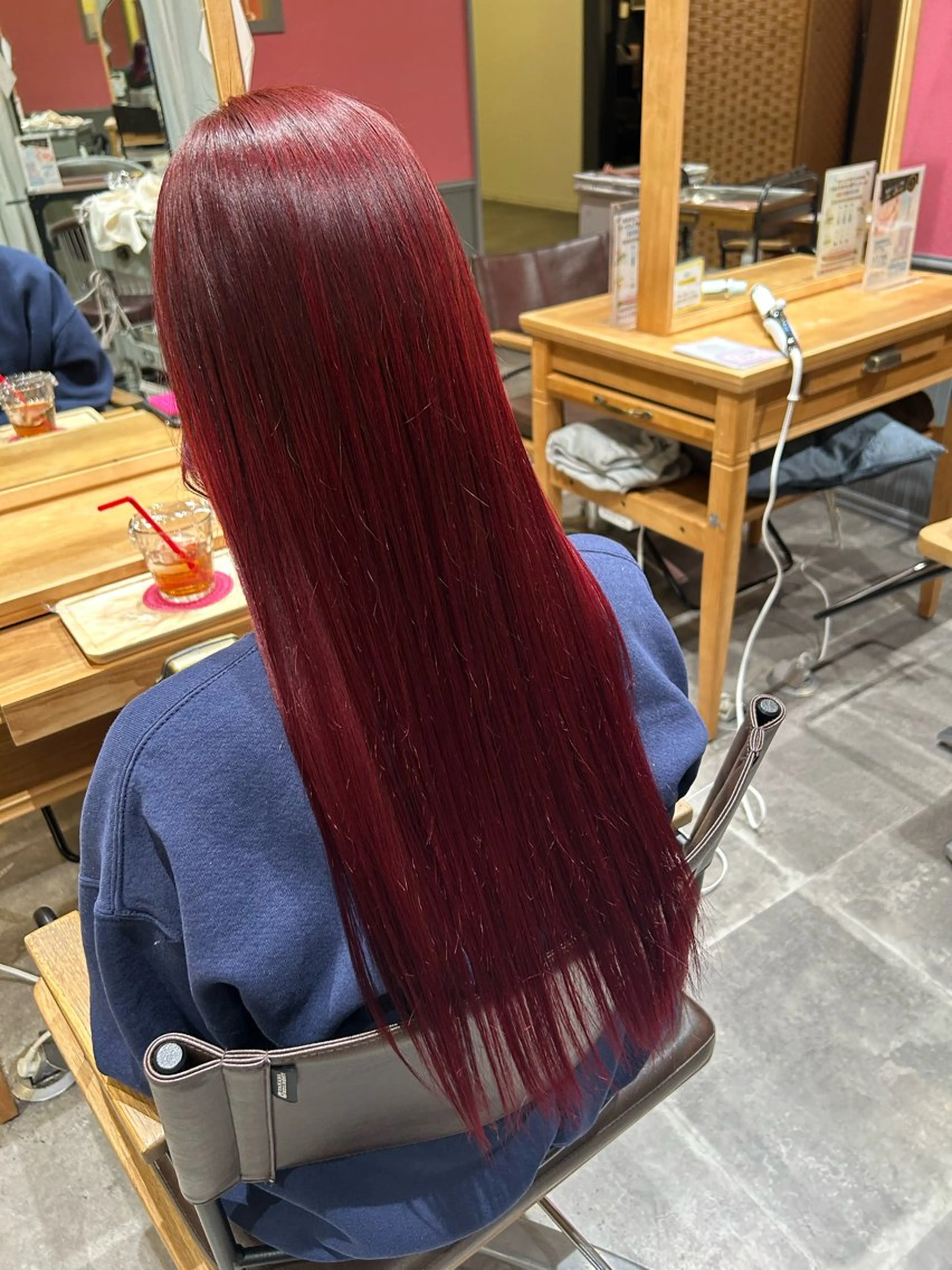 ロング カラー レッドカラー LaBless うえのあかねのヘアスタイル