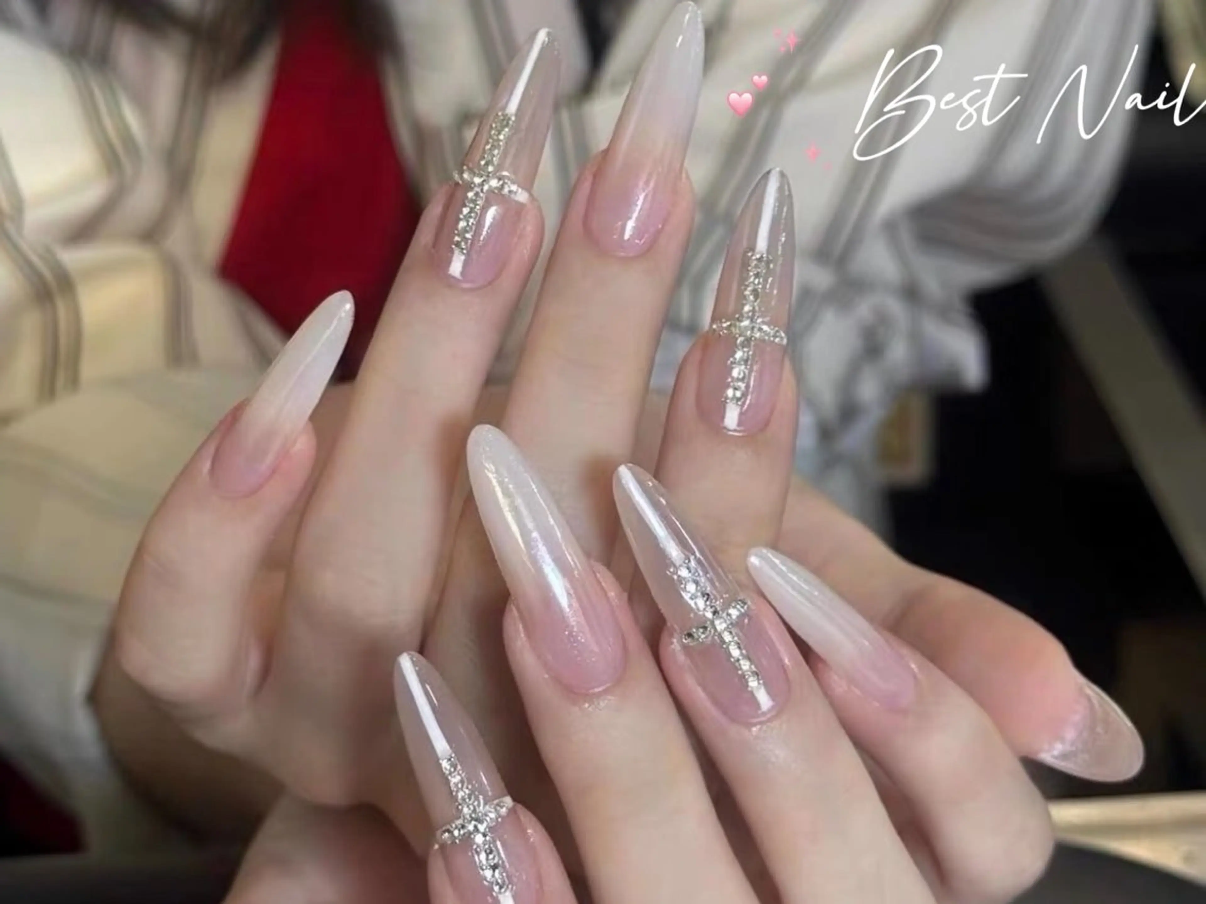 ネイル オーロラネイル クリアネイル 長さ出し ジェルネイル 韓国ネイル ハンドネイル best nailのネイルデザイン