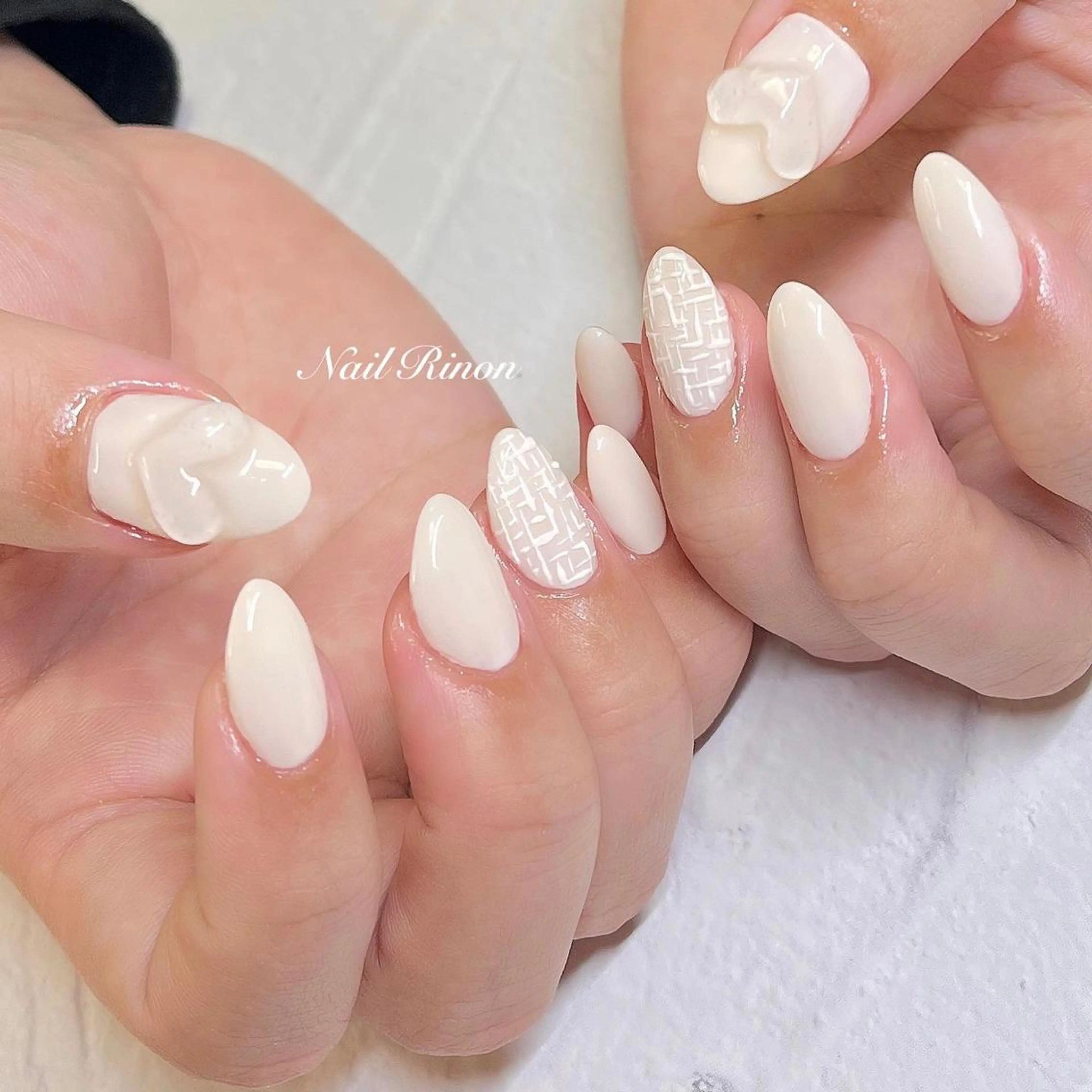 ネイル ハート ぷっくりネイル ハンドネイル Nail Rinonのネイルデザイン