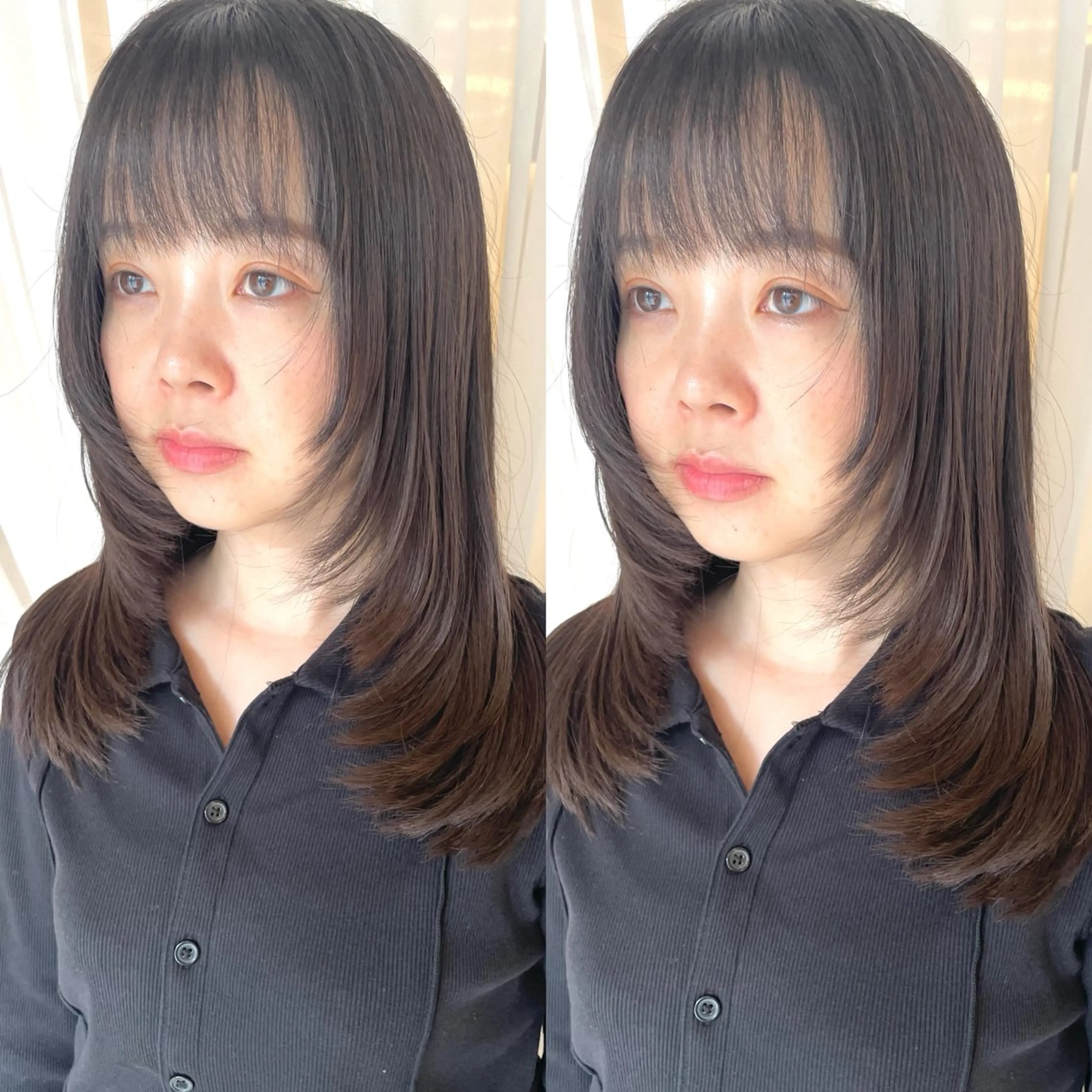 セミロング レイヤーカット シャギー カット トリートメント ヘアセット ブリーチ無しダブル カラー🦕まどかのヘアスタイル