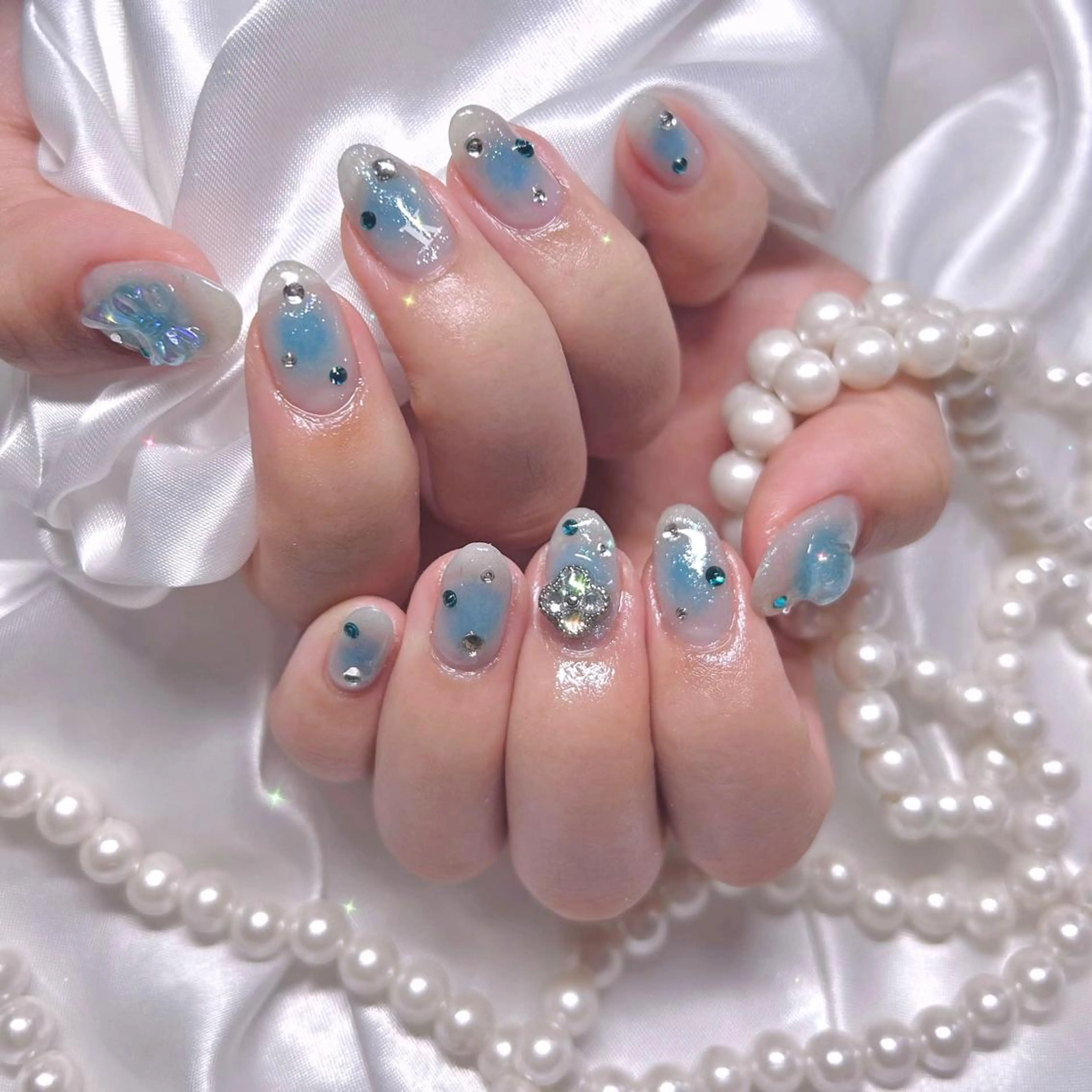 ネイル オーロラネイル チークネイル ジェルネイル 韓国ネイル パラジェル élu by Noriko 前原のネイルデザイン