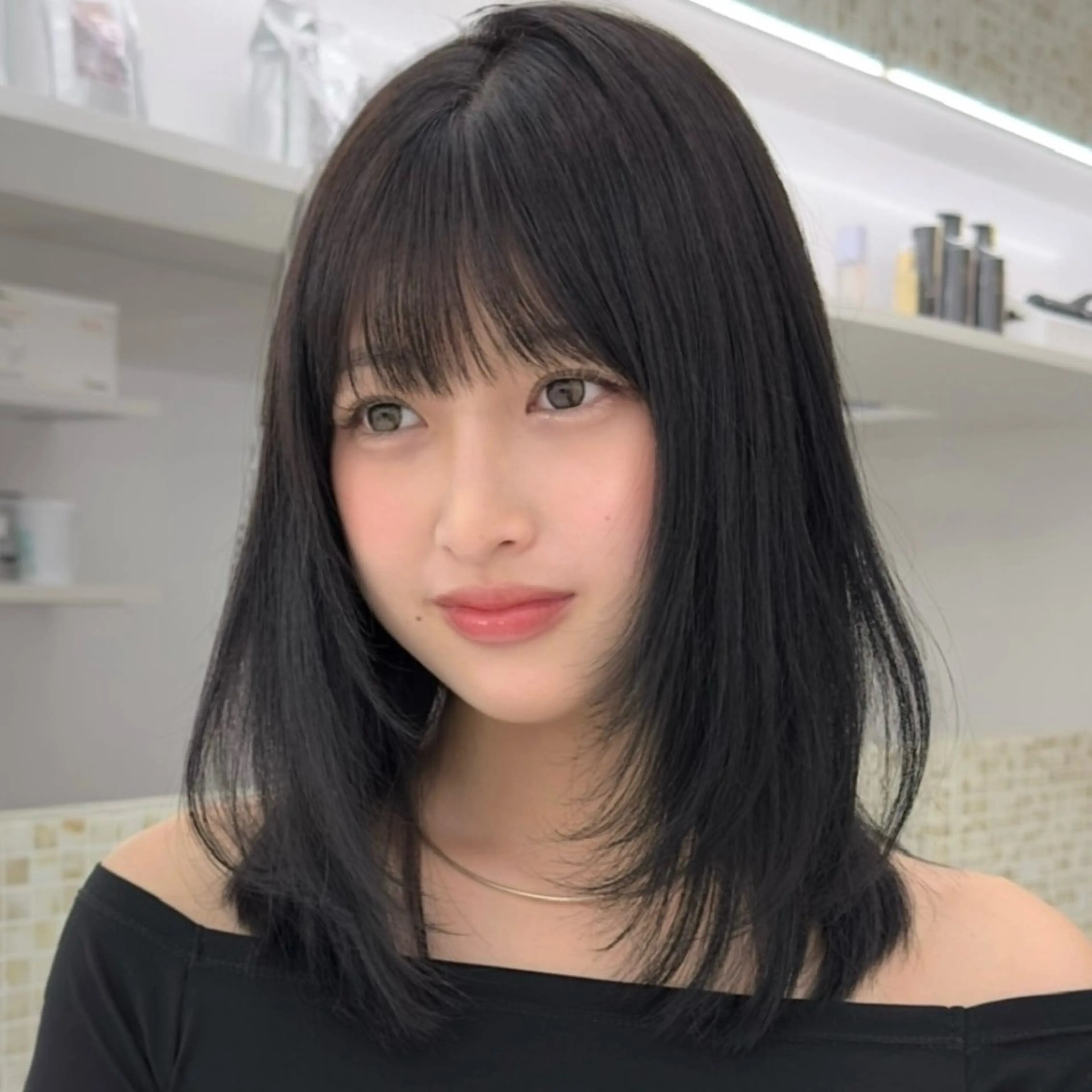 ミディアム カラー 🫧ボブカットモデル 韓国透明感カラー🫧のヘアスタイル