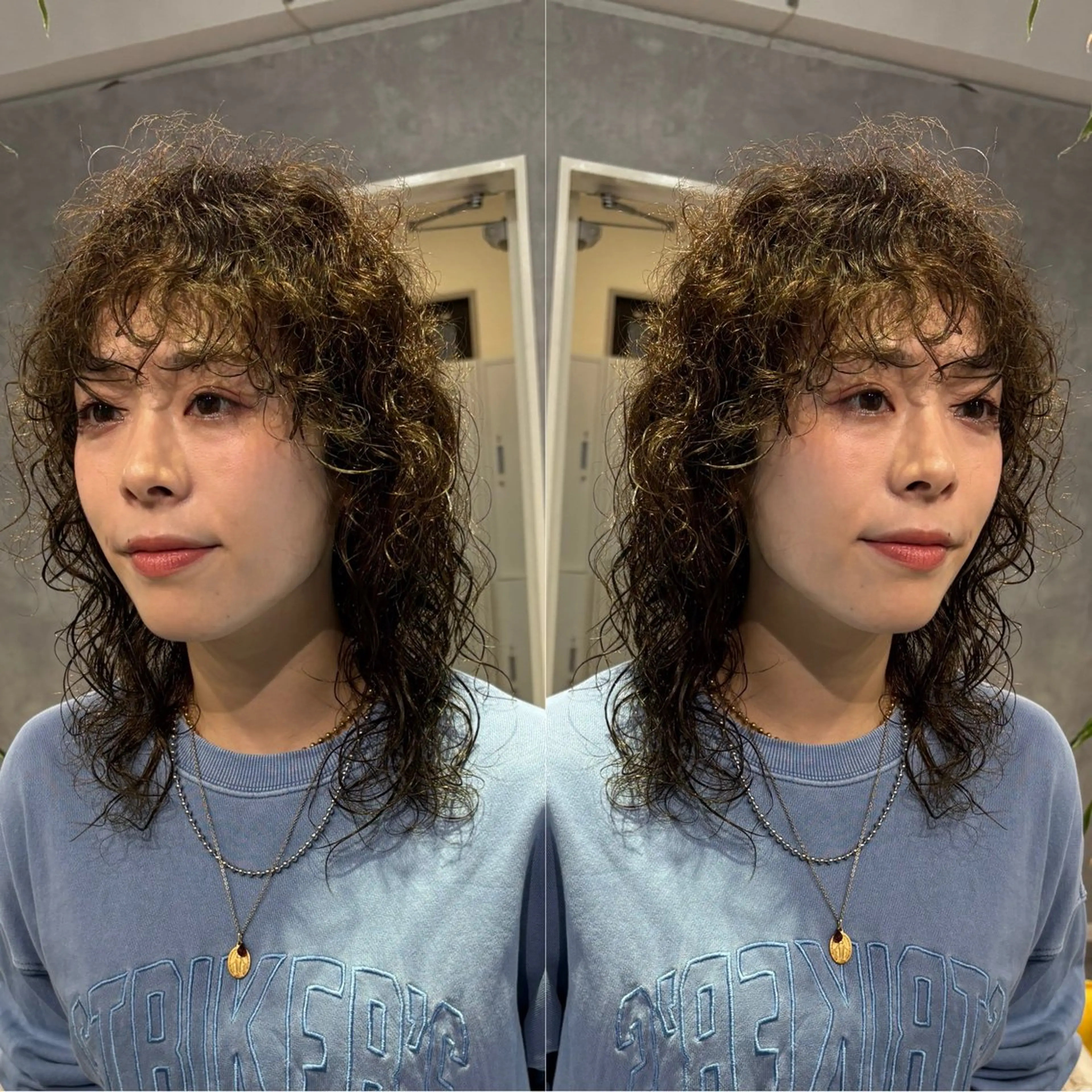 ミディアム ミディアムパーマ レイヤーカット ウルフカット カット パーマ 大人上品特化 レイヤー🇺🇸山村のヘアスタイル