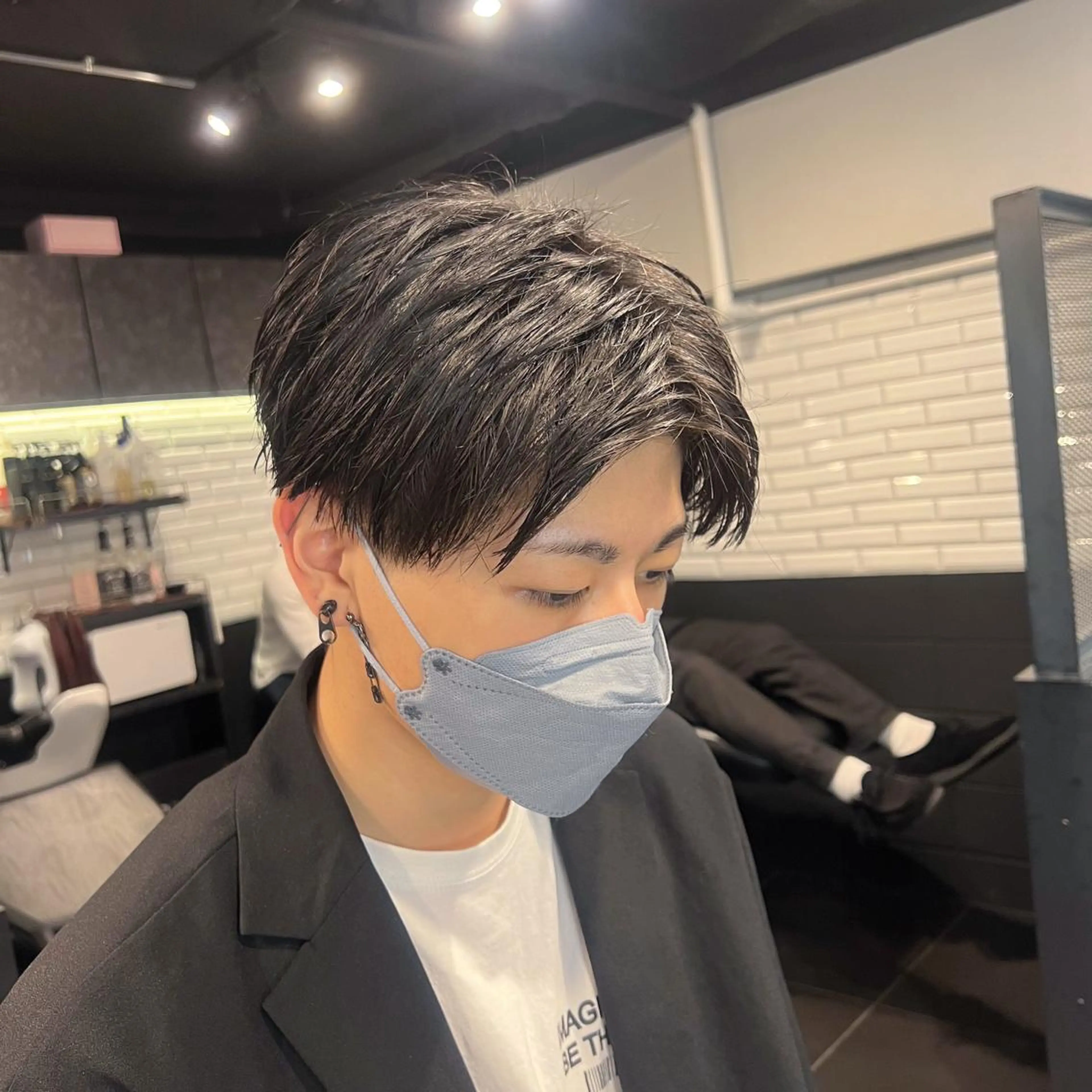 ショート カラー パーマ メンズ センターパート ショートヘア メンズ特化/パーマ/ メッシュ/竜成のヘアスタイル